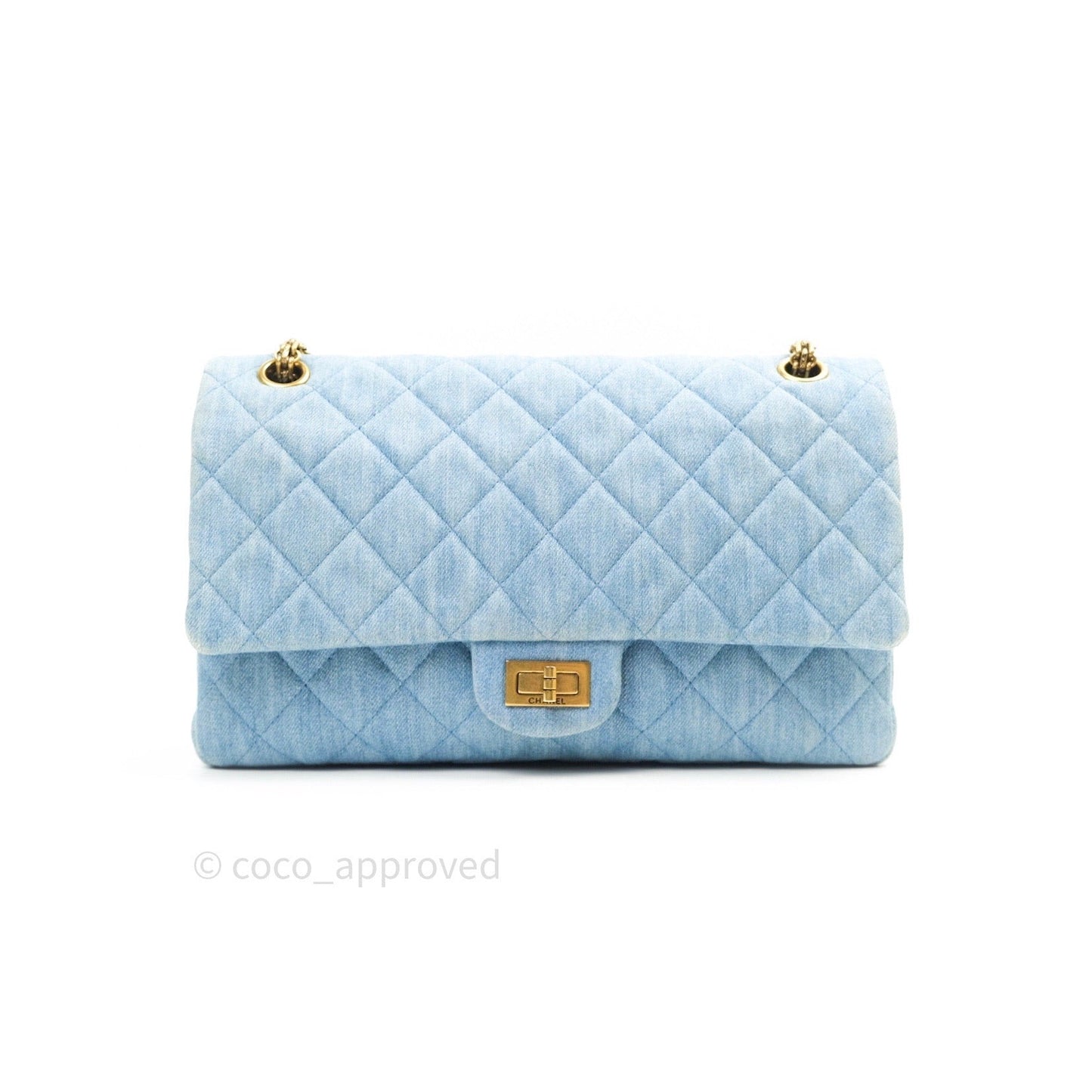 Chanel Reissue Quilted Denim Blue Gold Hardware 226