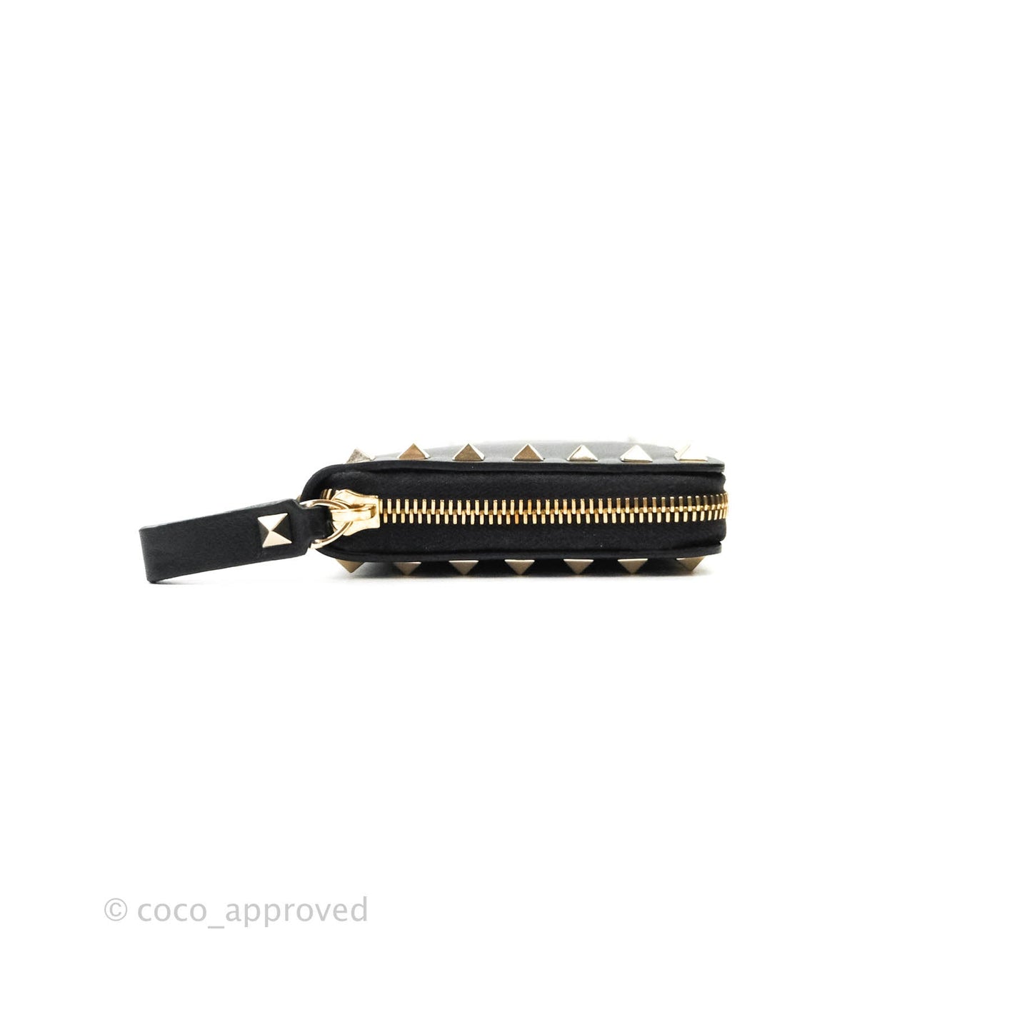 Valentino Garavani Rockstud Wallet Black Gold Hardware