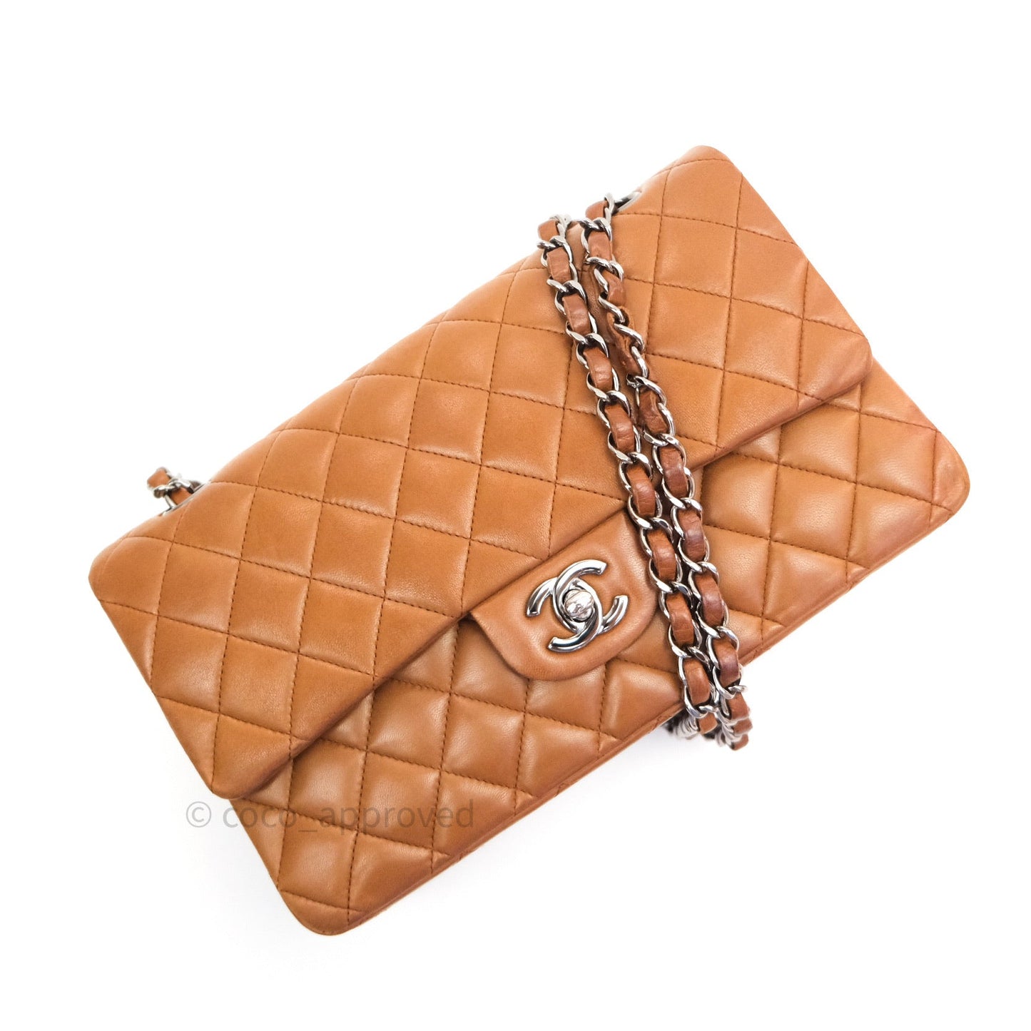Chanel Classic M/L Brown Lambskin Silver Hardware