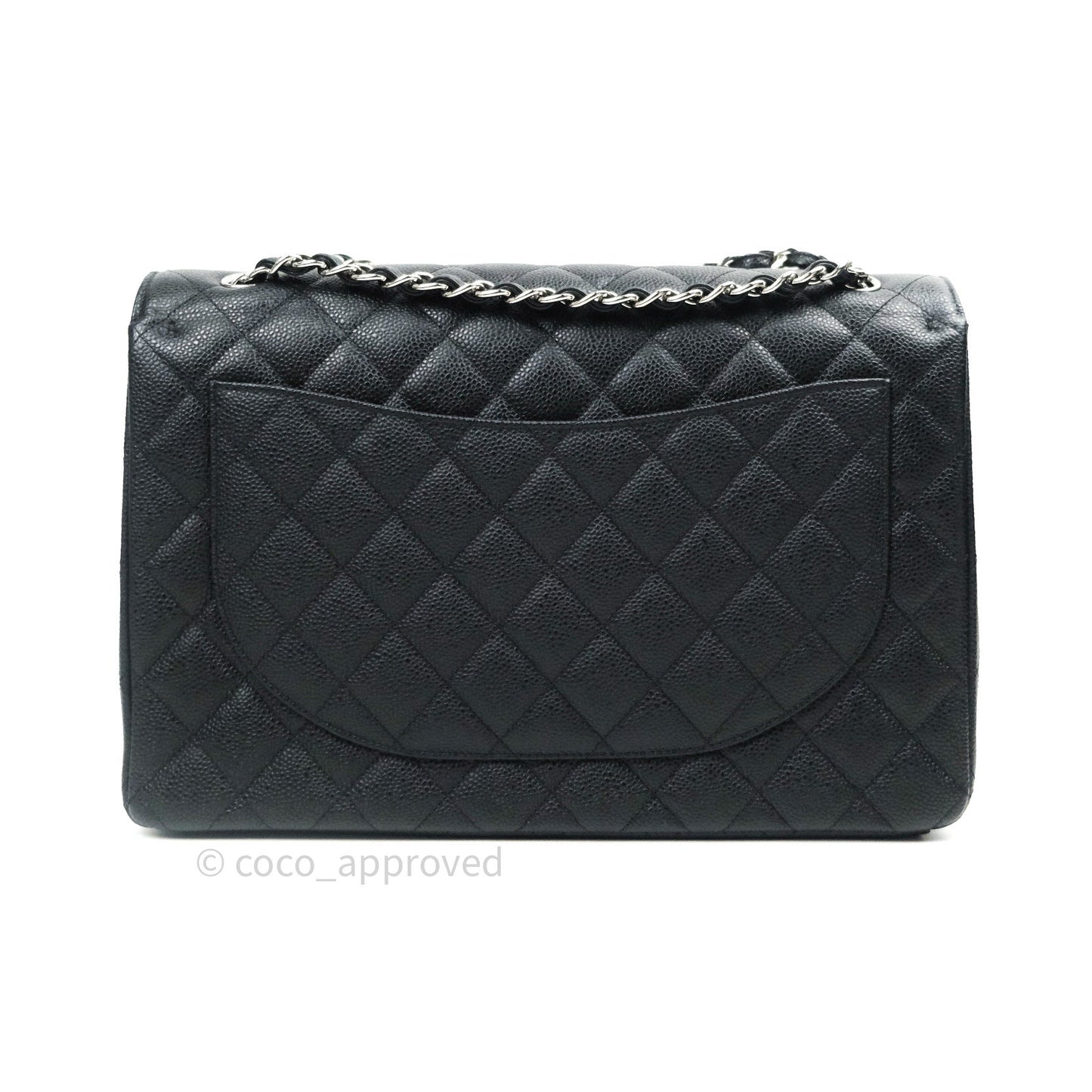 Chanel Classic Jumbo Double Flap Maxi Black Caviar Silver Hardware