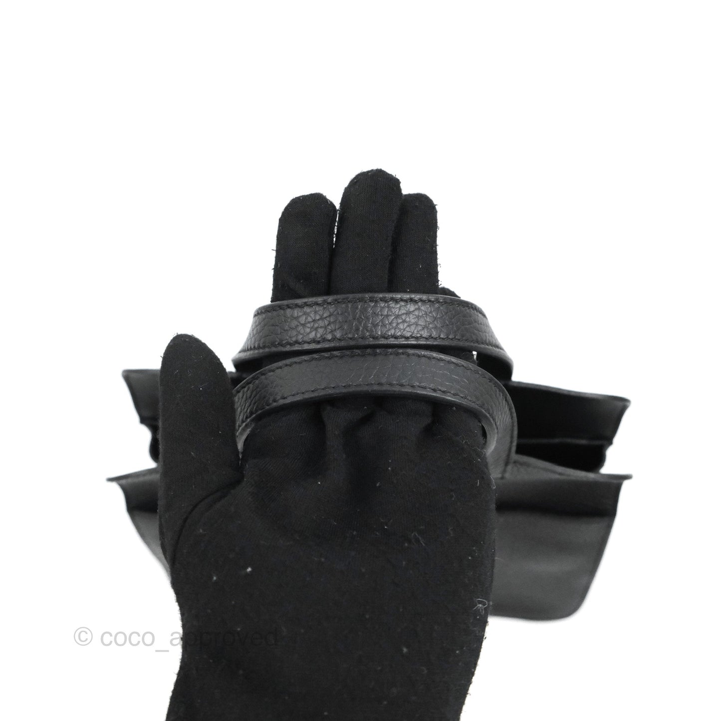Hermès Halzan 25 Black Clemence Palladium Hardware