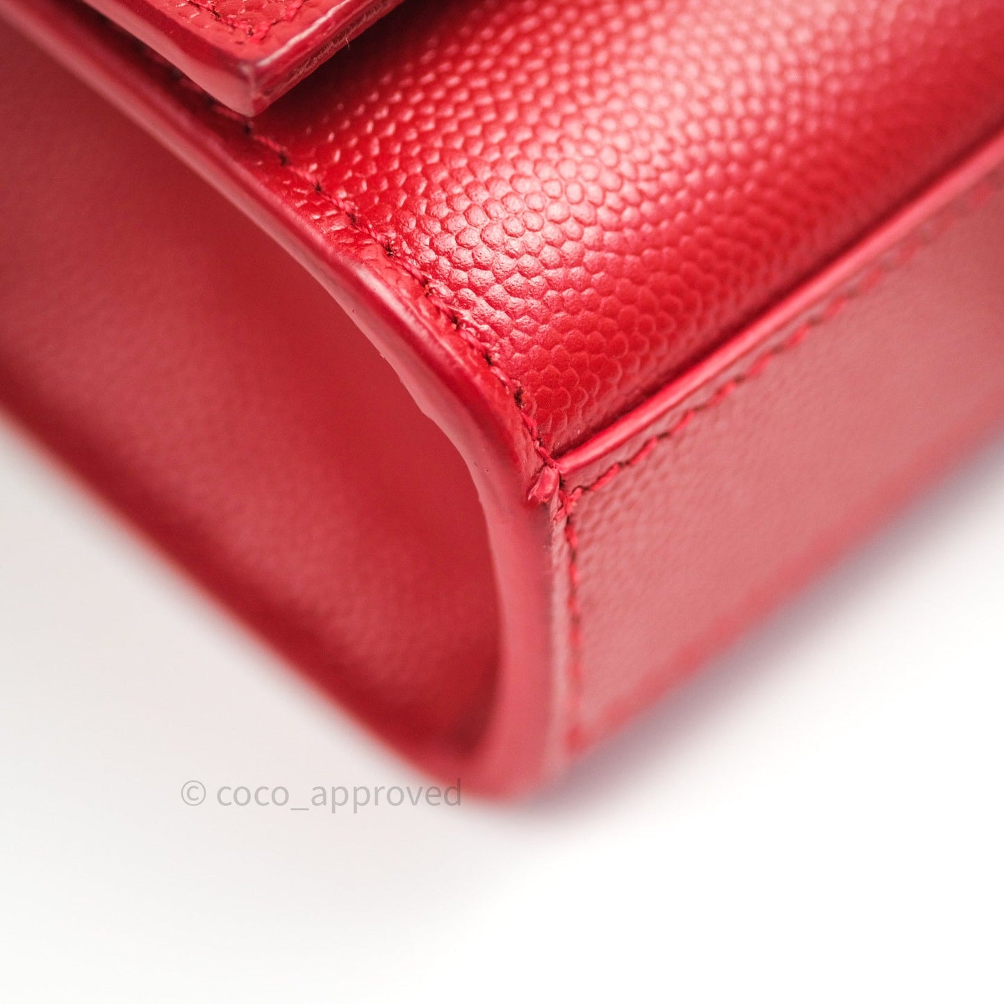 Saint Laurent Grained Calfskin Small Classic Monogram Kate Tassel Satchel Red
