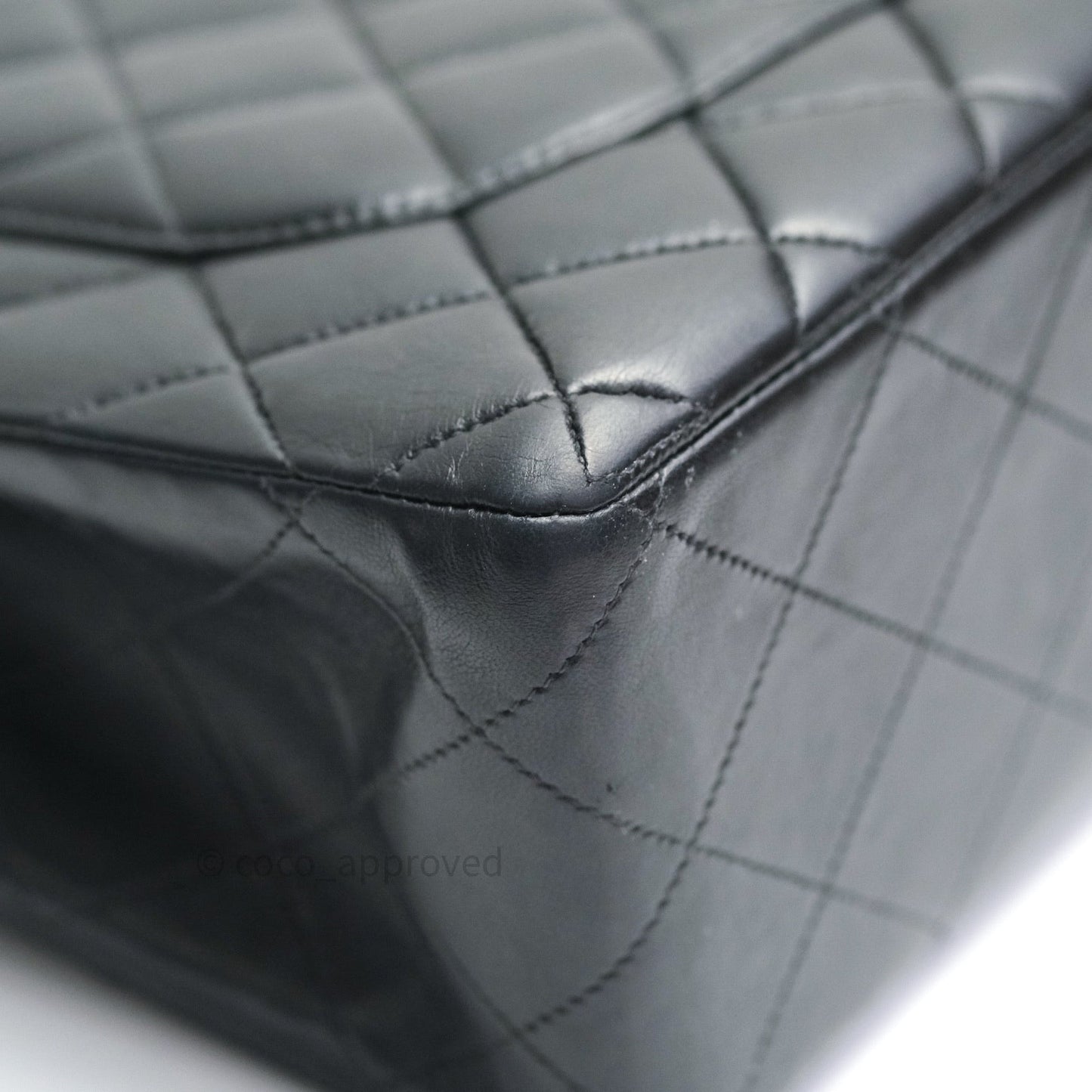 Chanel Classic Vintage Jumbo Single Flap Black Lambskin Silver Hardware