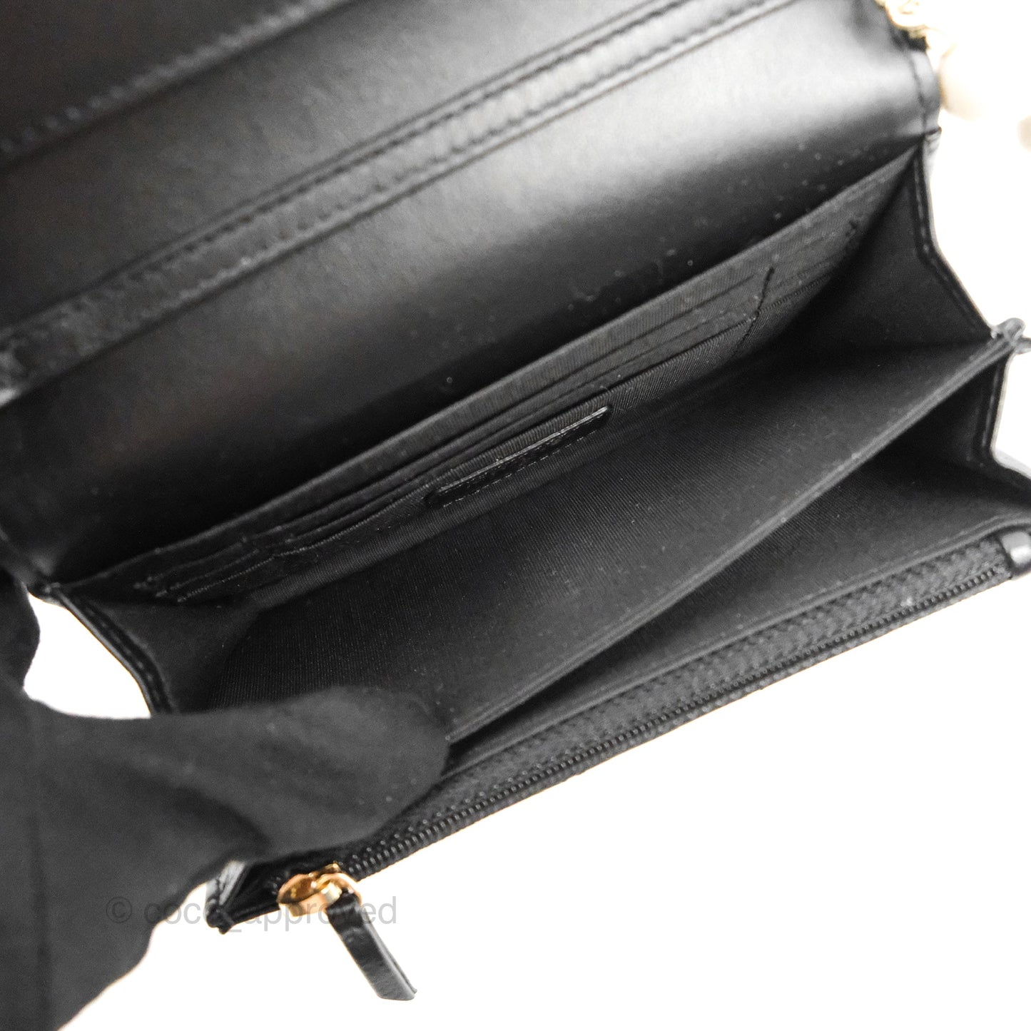 Chanel Quilted Large Pearl Mini Wallet On Chain WOC Black Calfskin