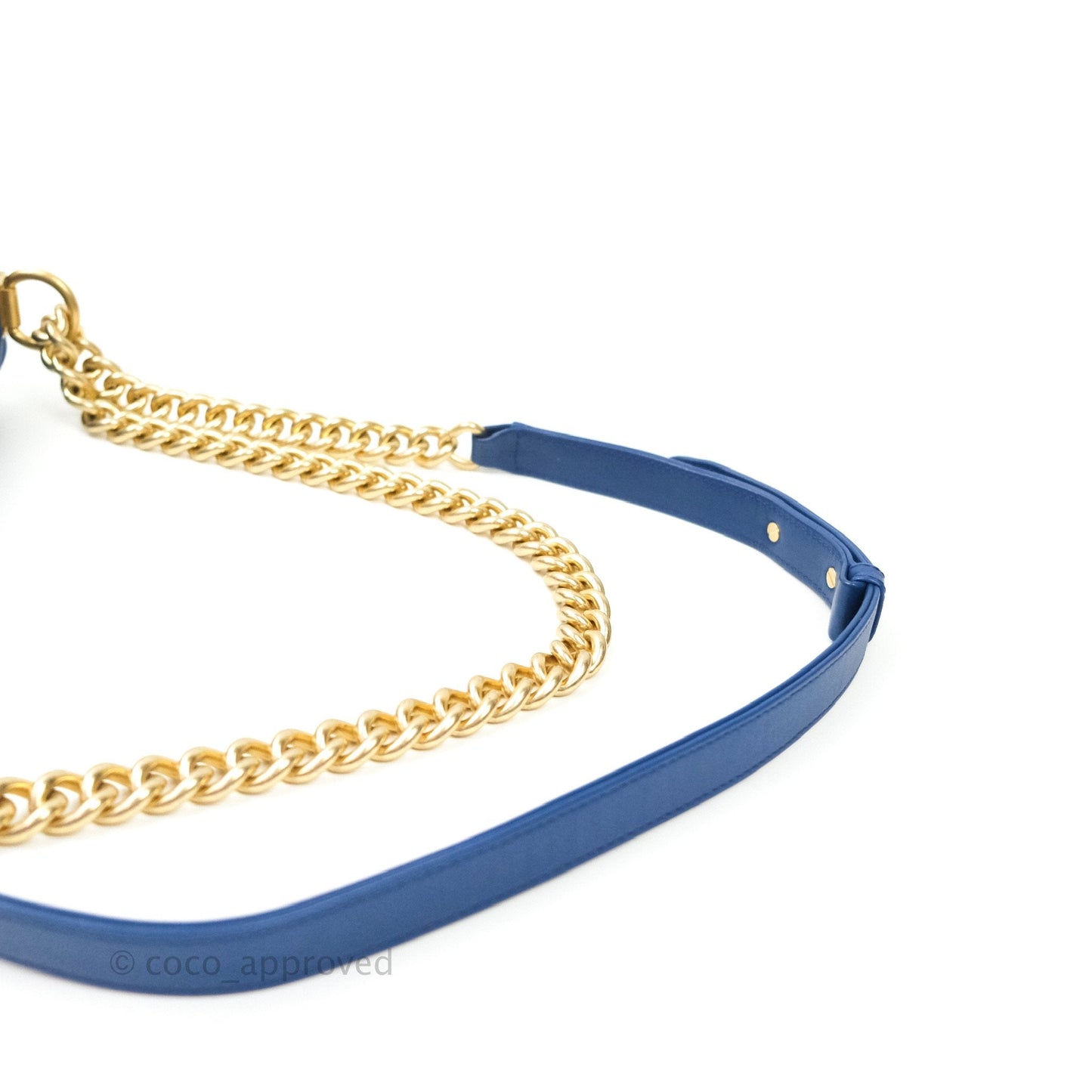 Chanel Boy New Medium Quilted Blue Lambskin Aged Gold Hardware