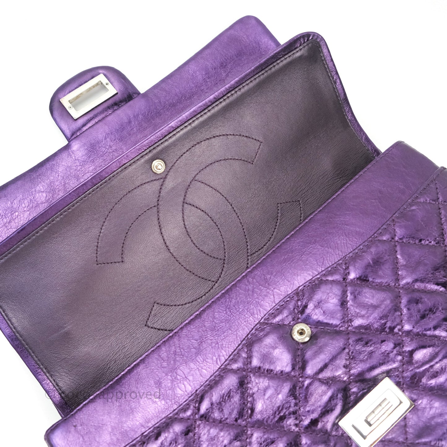 Chanel Reissue Quilted Glazed Calfskin Metallic Purple Silver Hardware 227