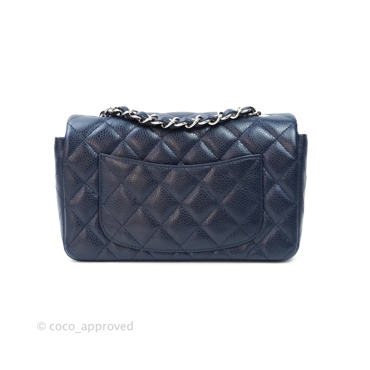 Chanel Quilted Mini Rectangular Navy Caviar Silver Hardware