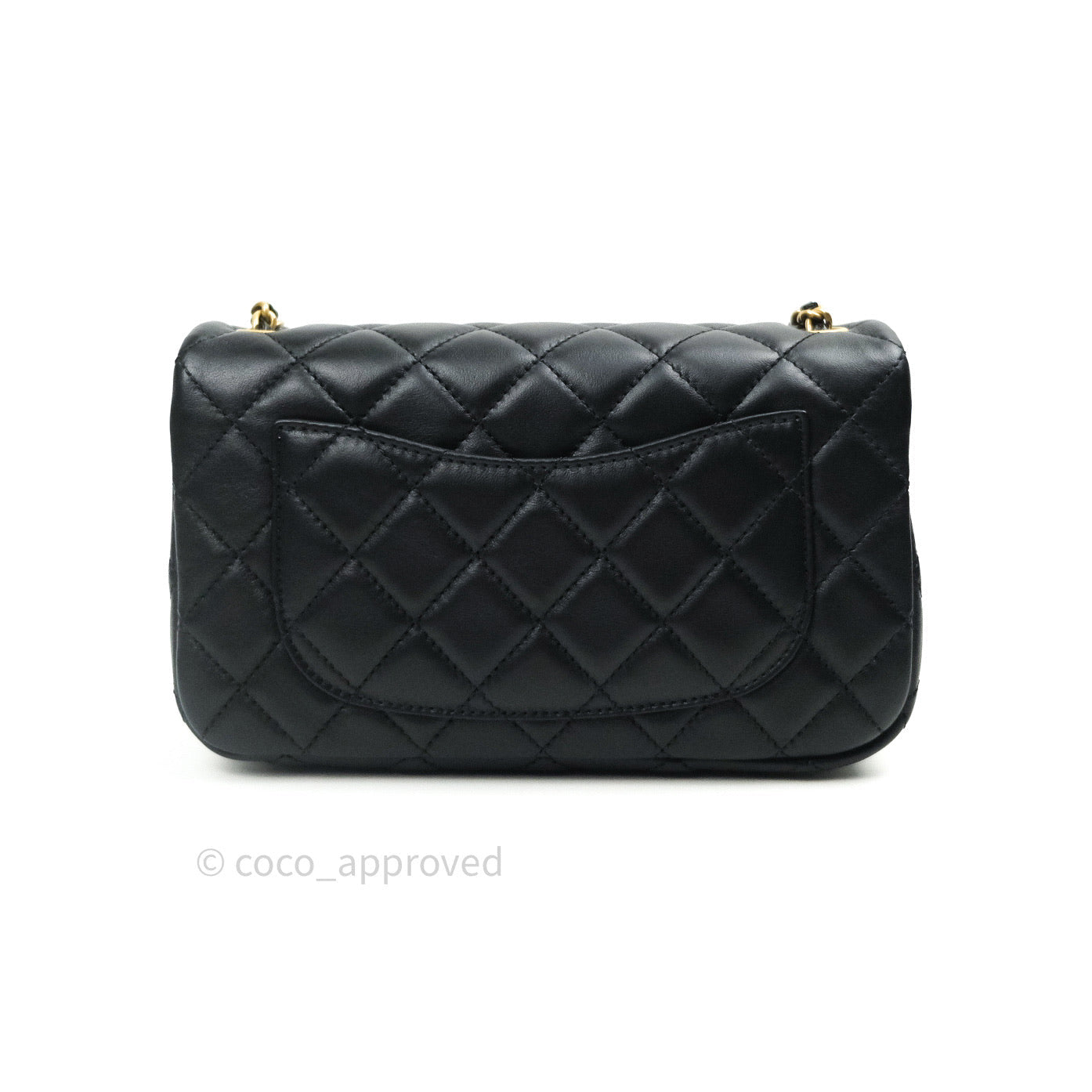 Chanel Mini Rectangular Pearl Crush Quilted Black Lambskin Gold Hardware