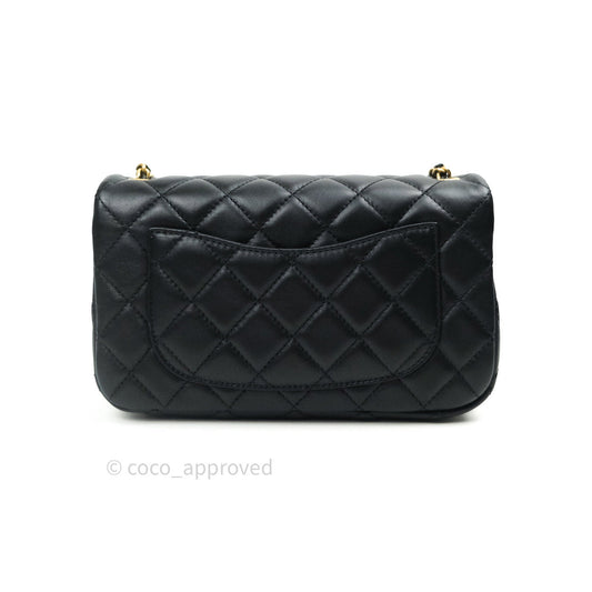 Chanel Mini Rectangular Pearl Crush Quilted Black Lambskin Gold Hardware