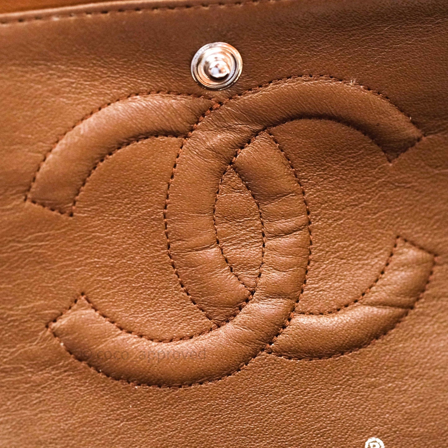 Chanel Classic M/L Brown Lambskin Silver Hardware