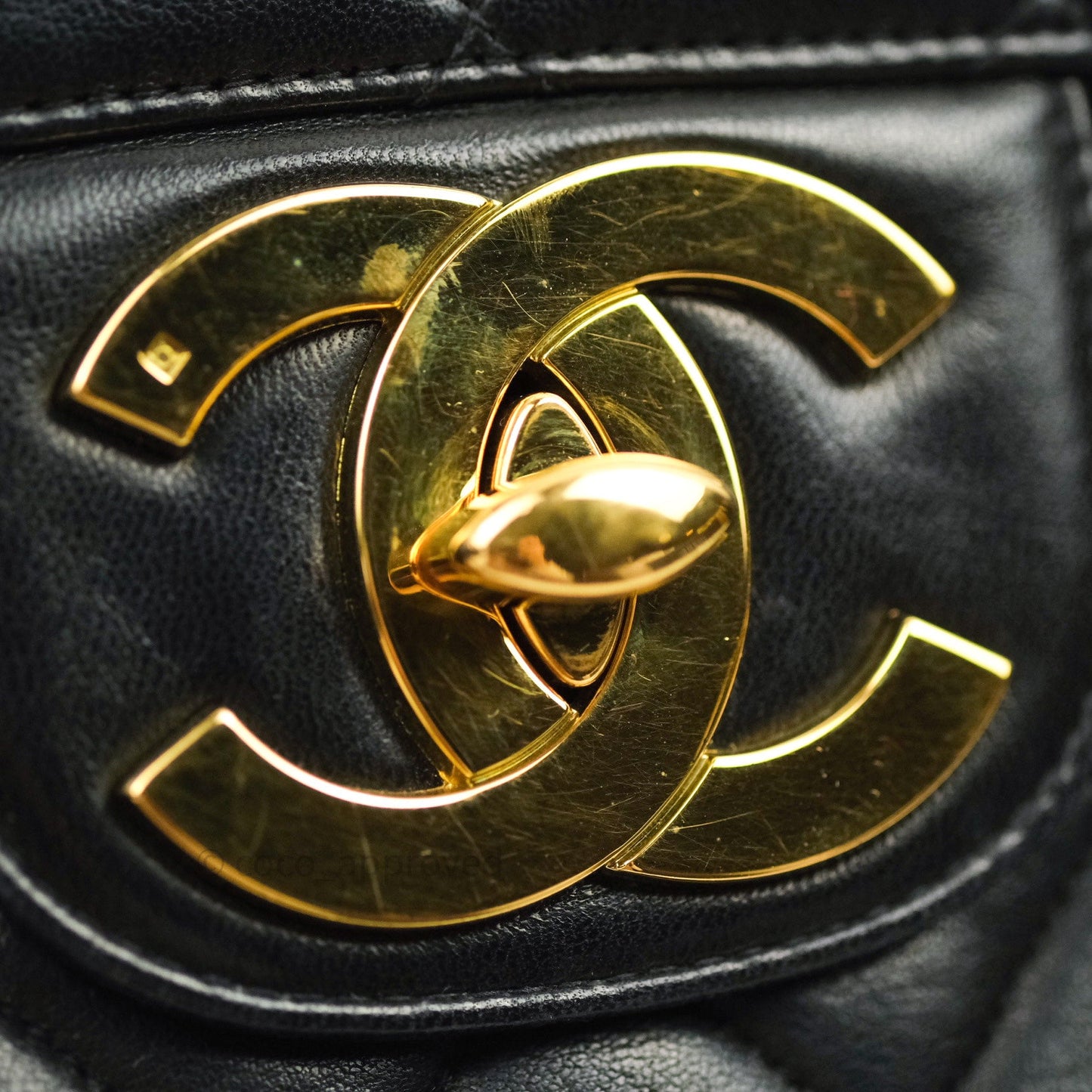 Chanel Vintage XL Jumbo Single Flap Black Lambskin 24K Gold Hardware