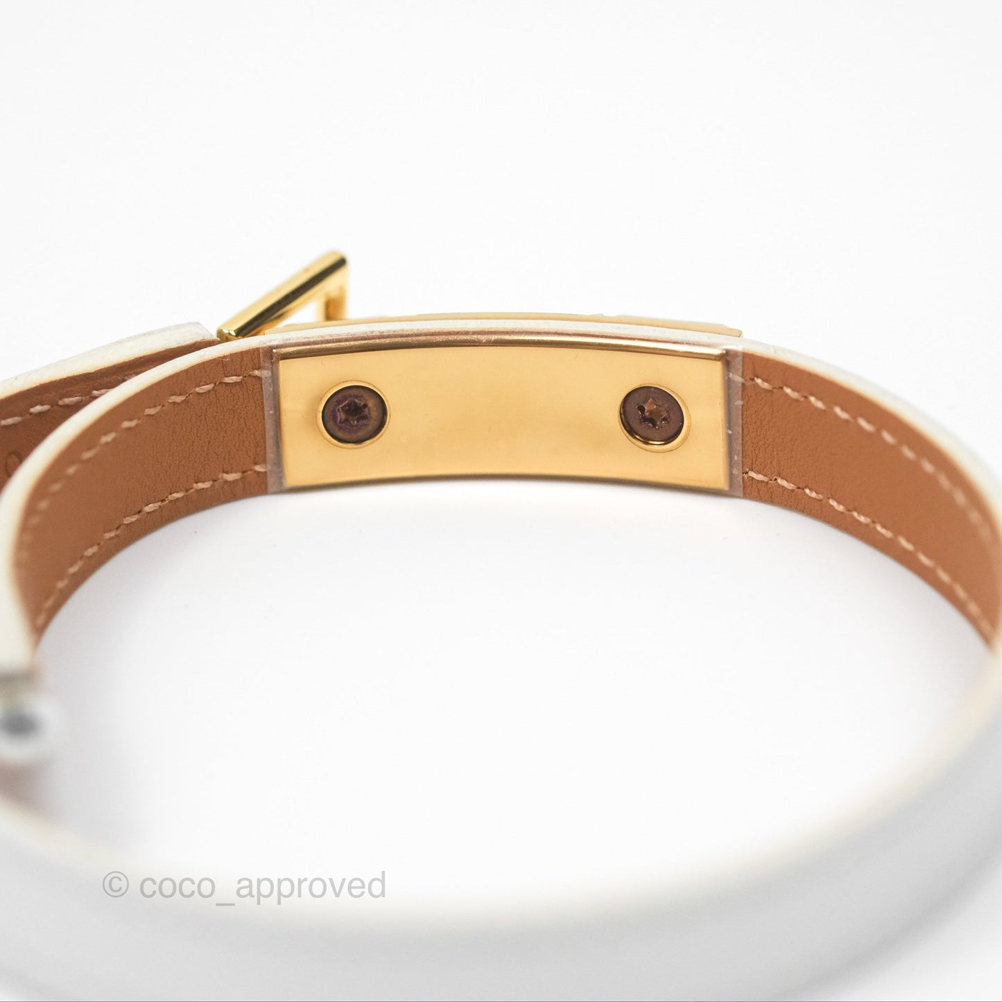Hermès Rivale Double Tour Bracelet White Epsom Gold Hardware
