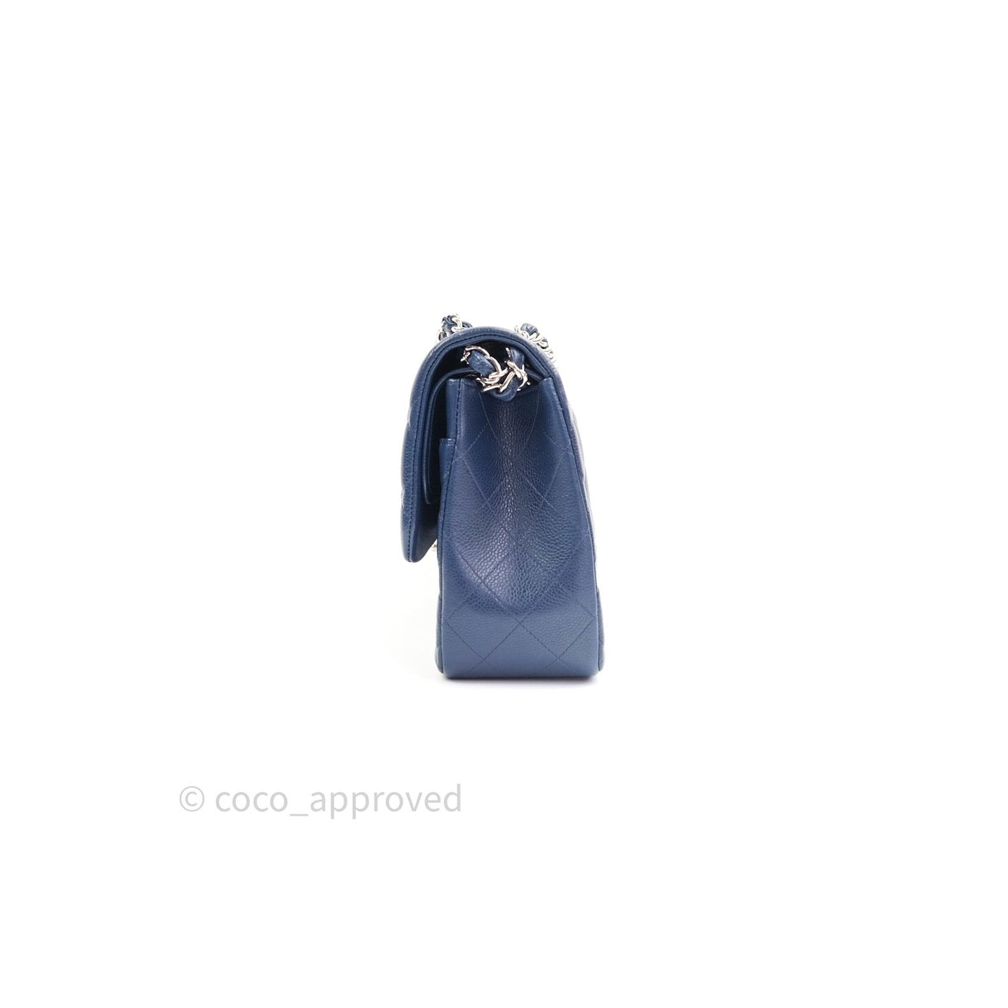 Chanel Classic Jumbo Quilted Double Flap Blue Caviar Silver Hardware⁣⁣