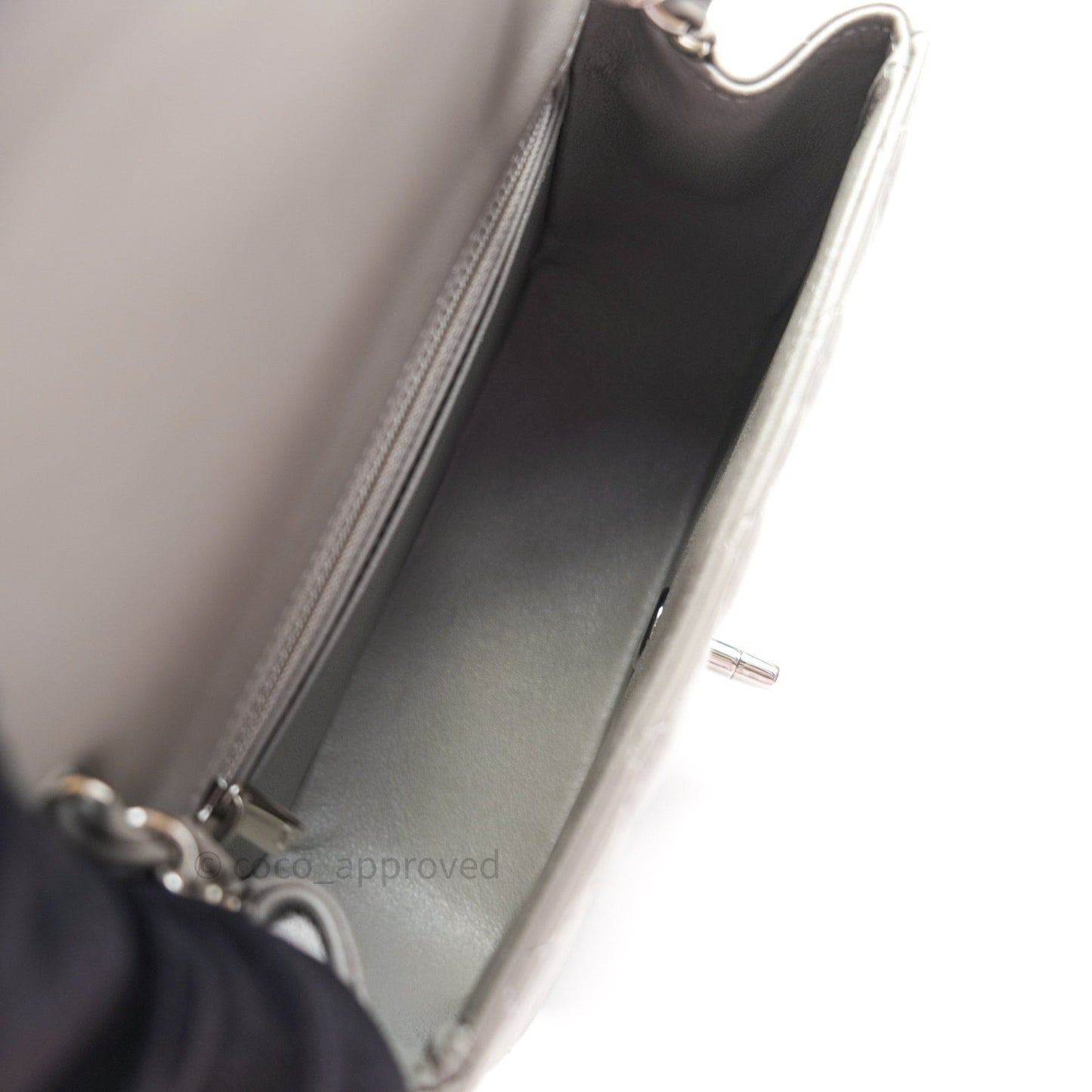 Chanel Mini Square Grey Lambskin Silver Hardware 19B