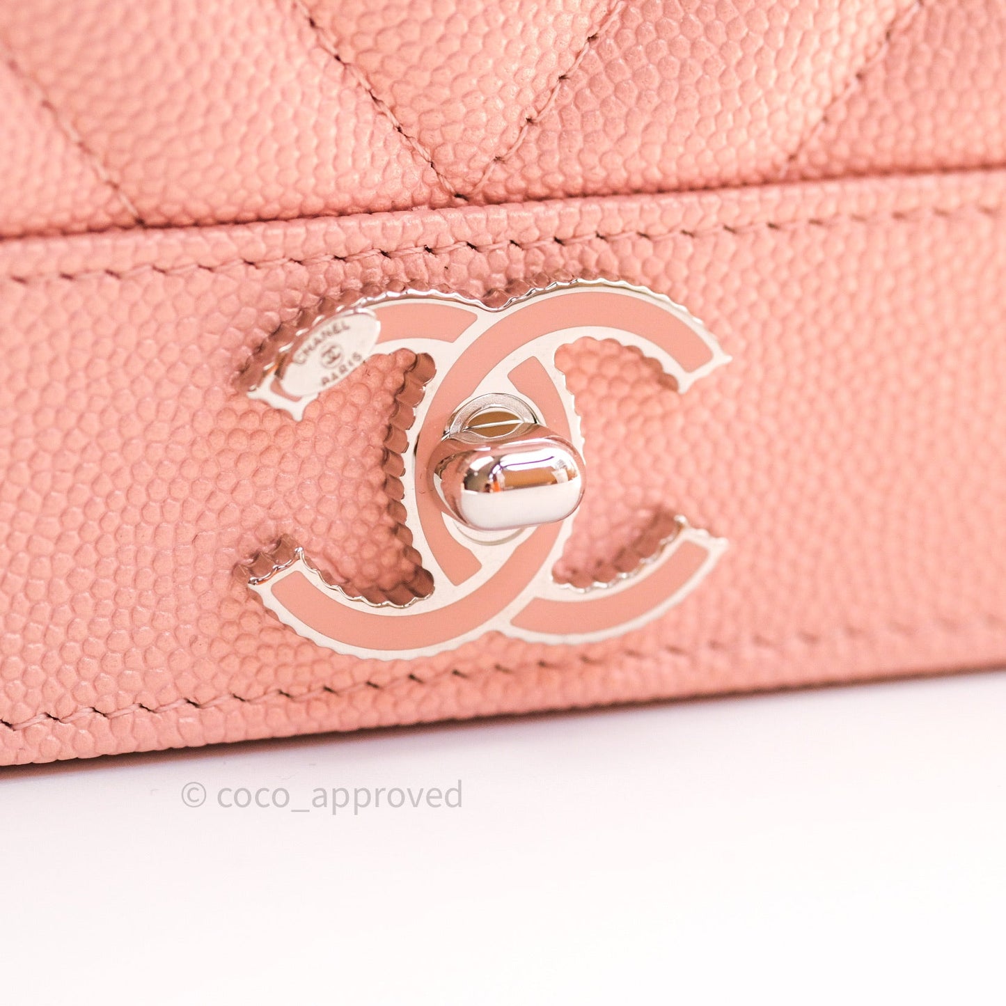 Chanel Chevron Wallet on Chain WOC Rose Gold Caviar Silver Hardware 19P
