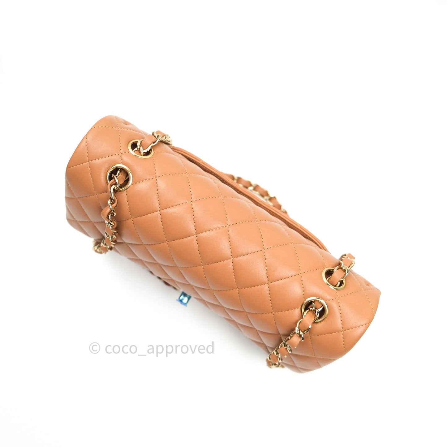 Chanel Classic M/L Medium Flap Quilted Dark Beige Caramel Lambskin Gold Hardware 21P