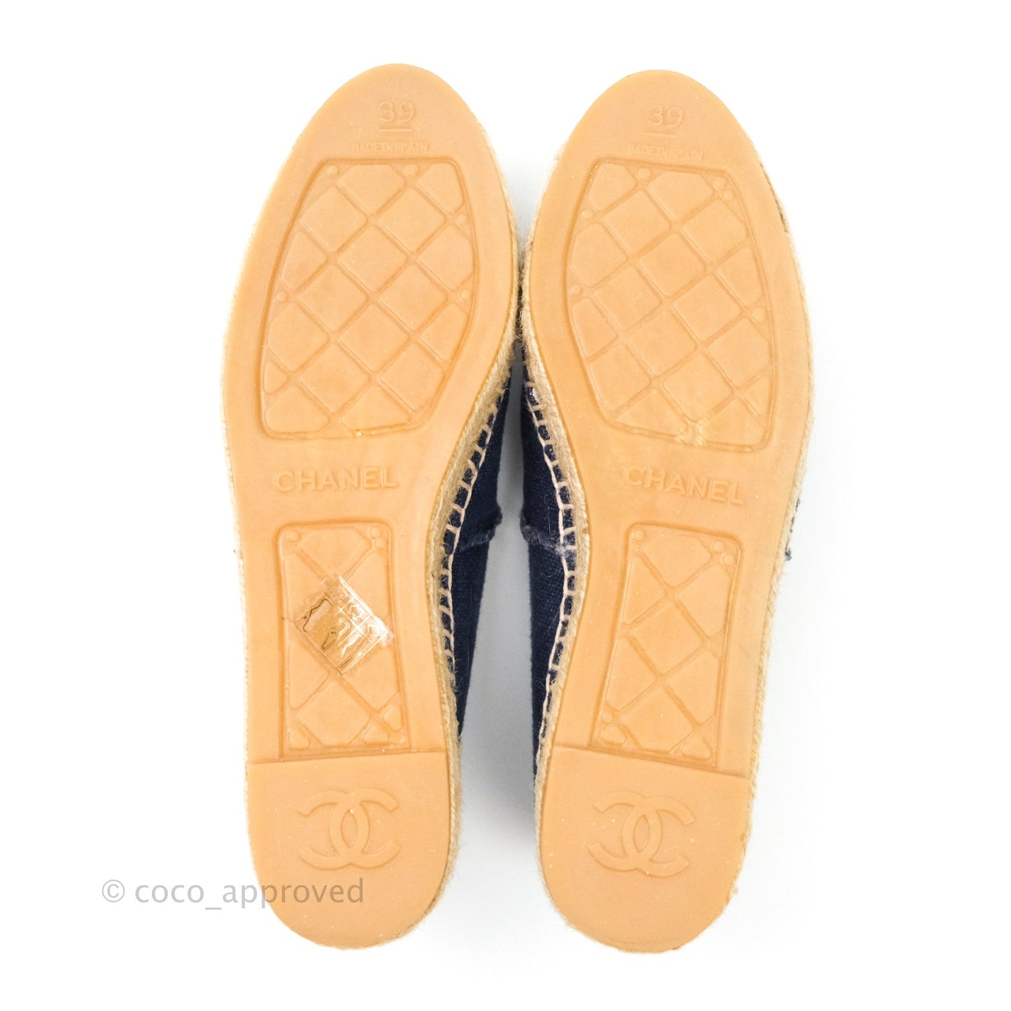 Chanel Espadrille Navy Black Tweed Size 39