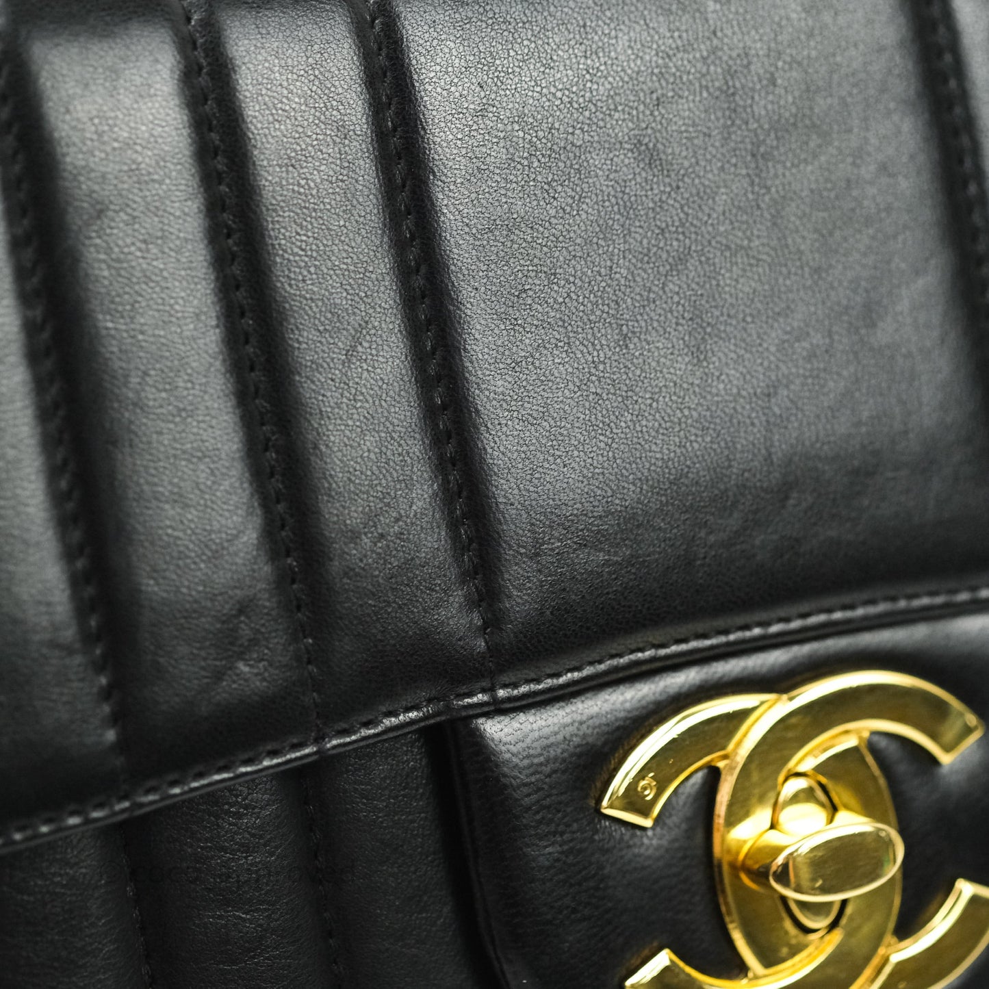 Chanel Vintage CC Chain Flap Bag Vertical Quilt Lambskin Maxi Gold Hardware