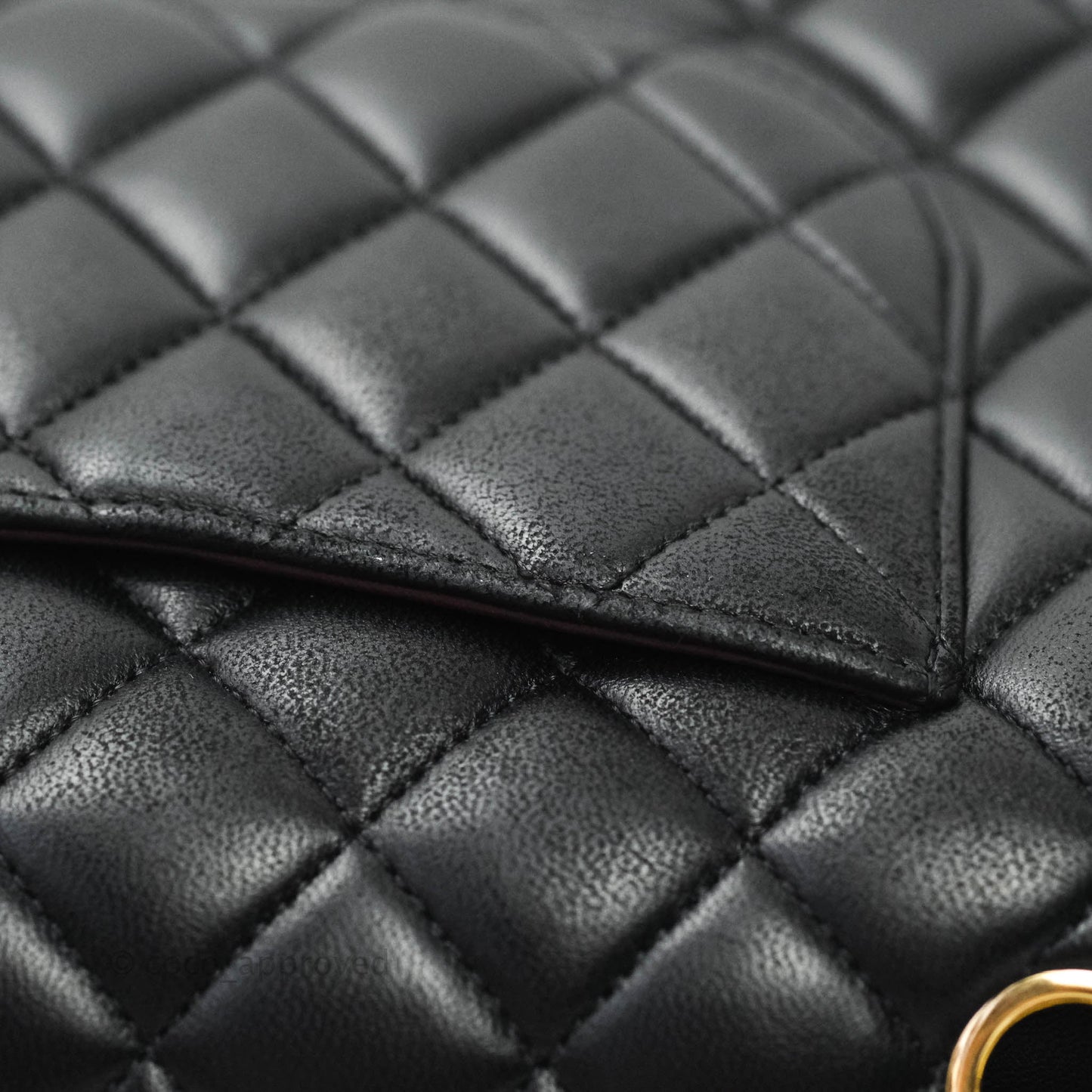Chanel Classic M/L Medium Double Flap Bag Black Lambskin Gold Hardware
