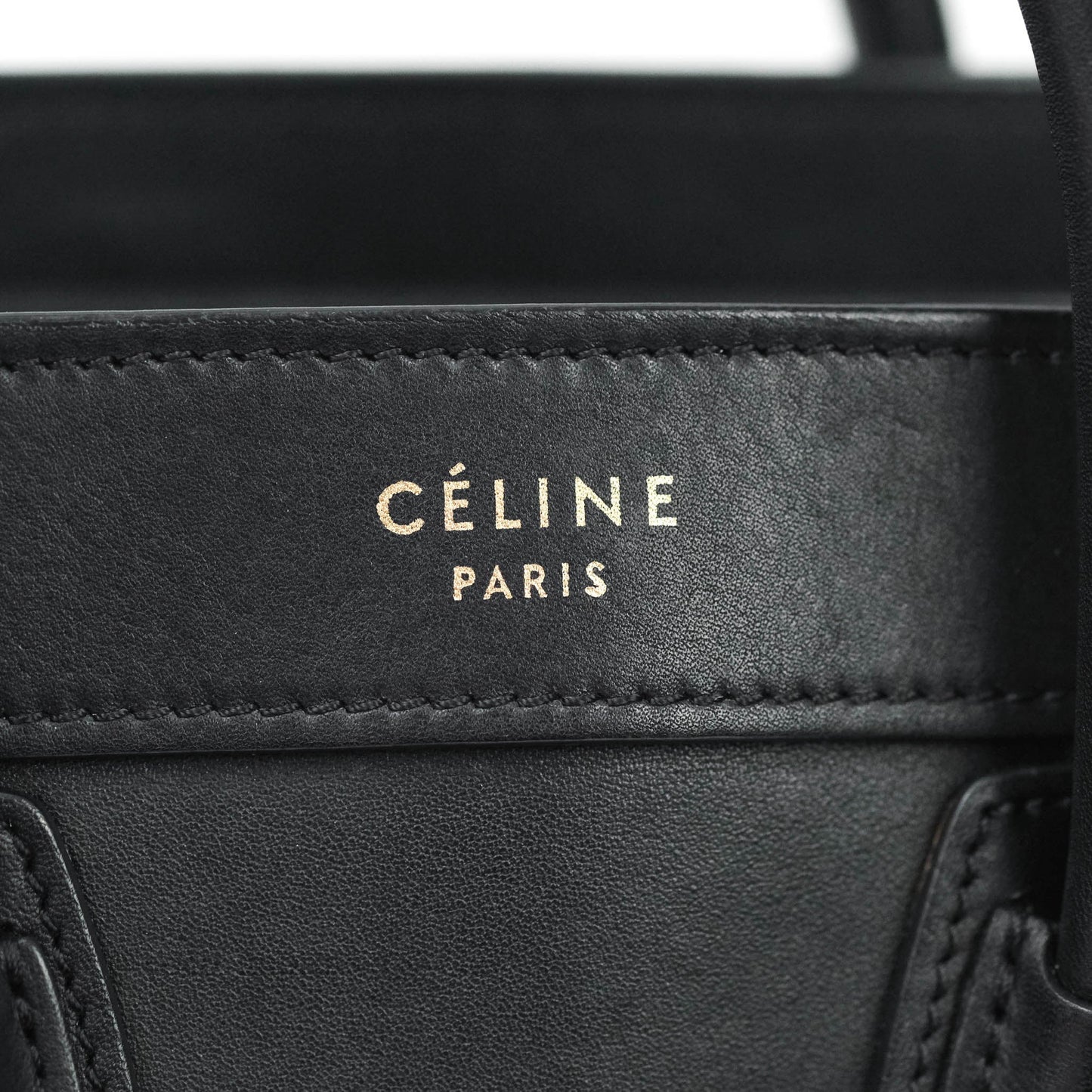 Celine Nano Luggage in Black Calfskin Antique Gold Hardware