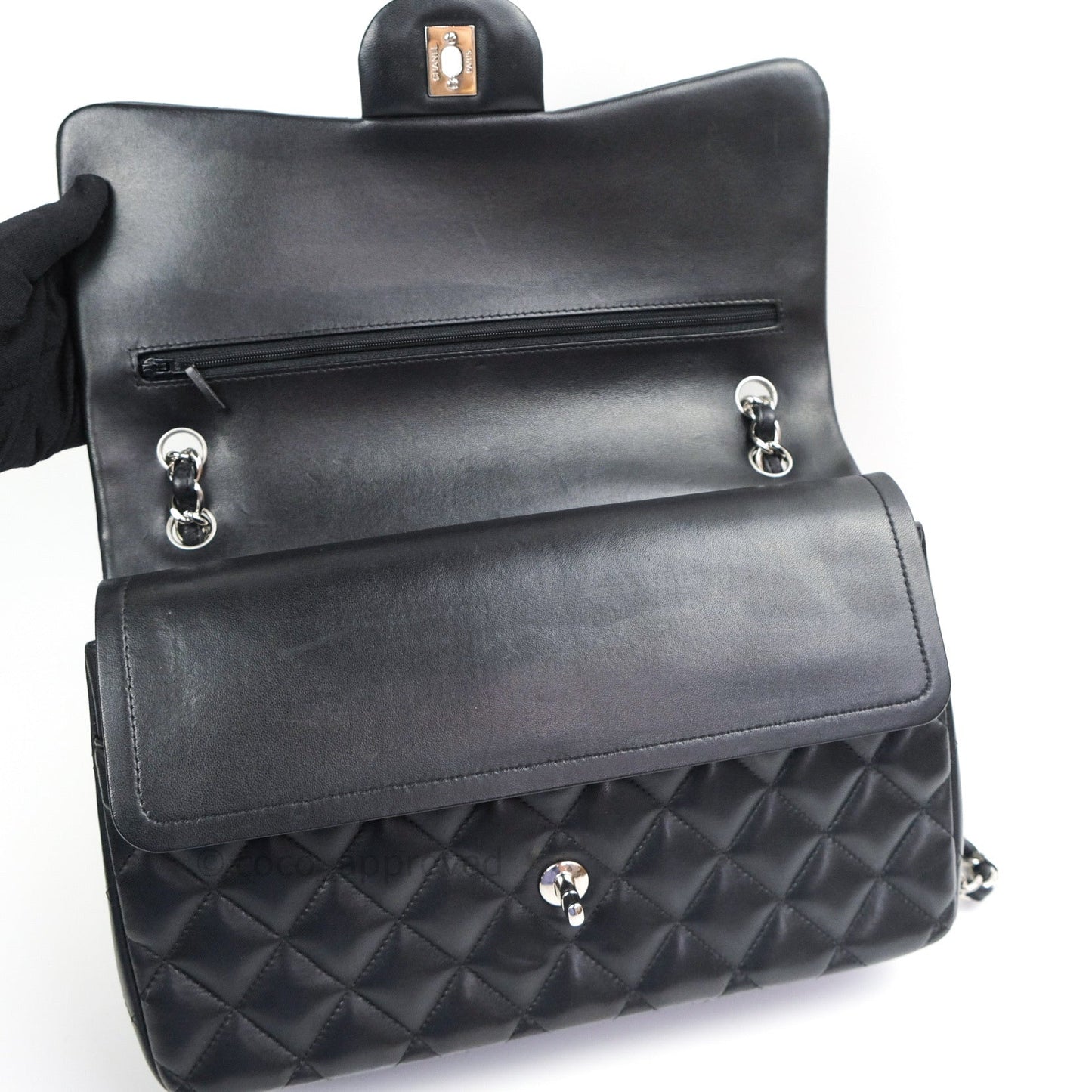 Chanel Jumbo Double Flap Black Lambskin Silver Hardware⁣⁣