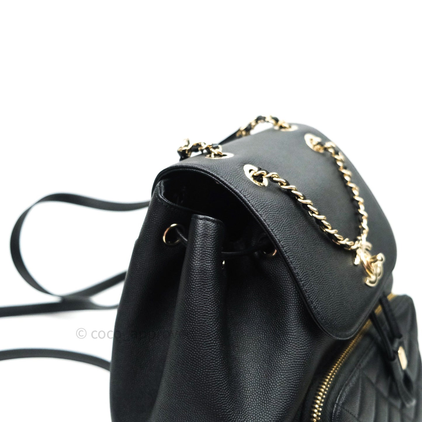 Chanel Quilted Business Affinity Backpack Black Caviar Light Gold Hardware
