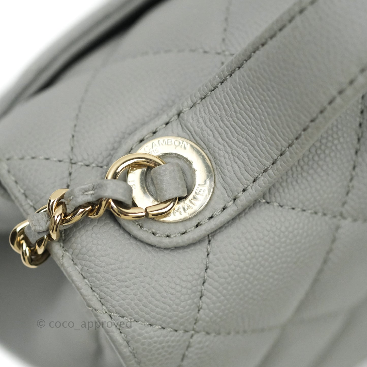 Chanel Quilted Small Business Affinity Flap Grey Caviar Light Gold Hardware