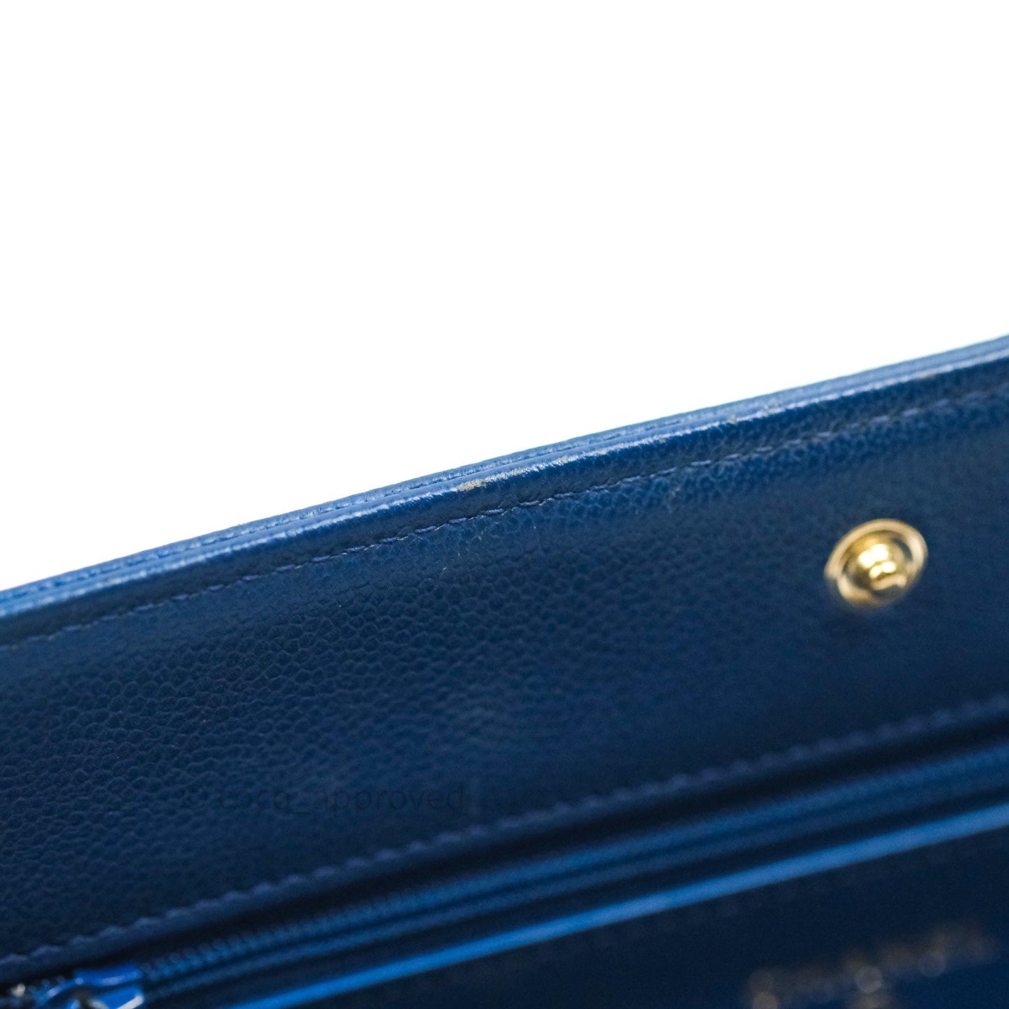 Chanel Quilted Boy Wallet on Chain WOC Blue Caviar Gold Hardware