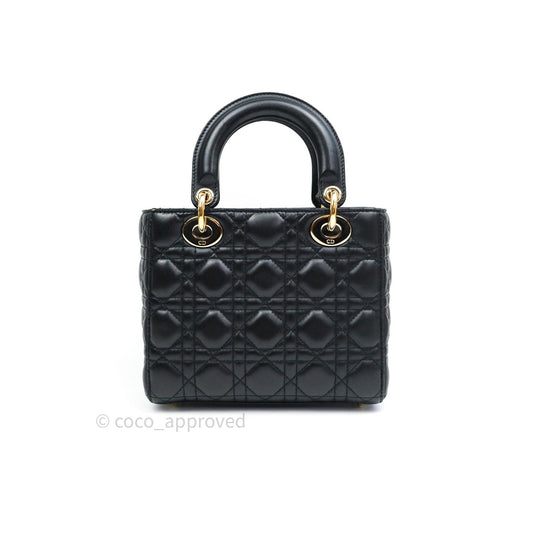Christian Dior Lambskin My ABCDior Lady Dior Black Gold Hardware