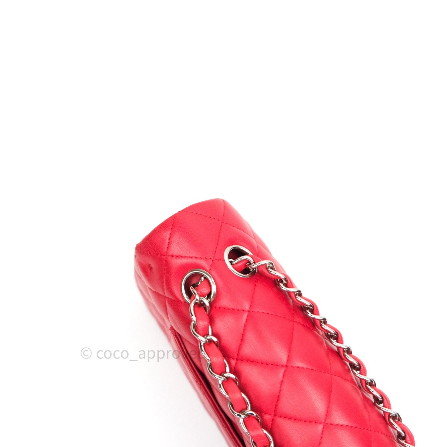 Chanel Classic M/L Medium Double Flap Bag Red Lambskin Silver Hardware