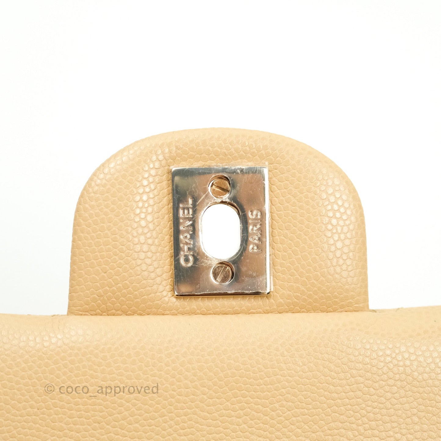 Chanel Timeless Clutch Beige Caviar Gold Hardware