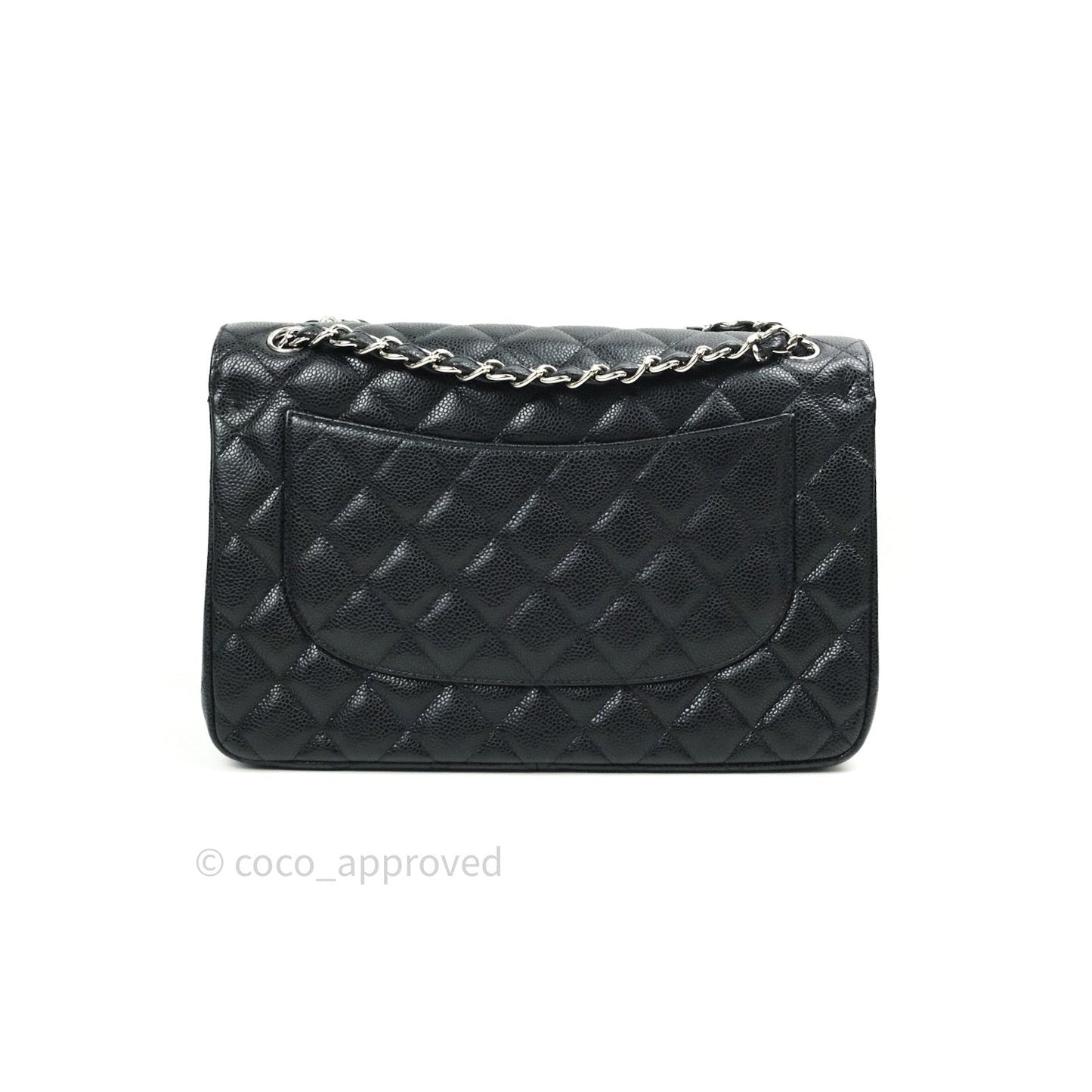 Chanel Classic Jumbo Double Flap Black Quilted Caviar Silver Hardware⁣⁣