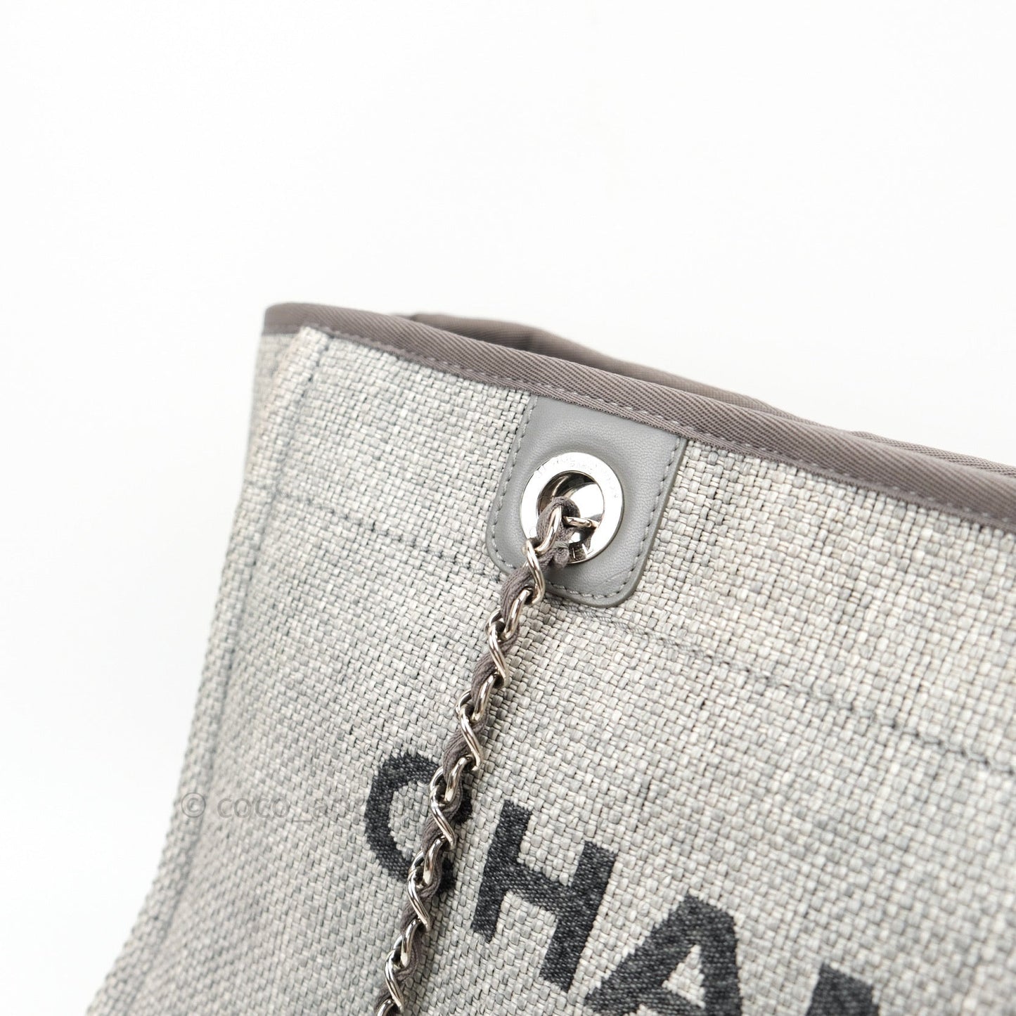 Chanel Canvas Deauville Medium Tote Grey