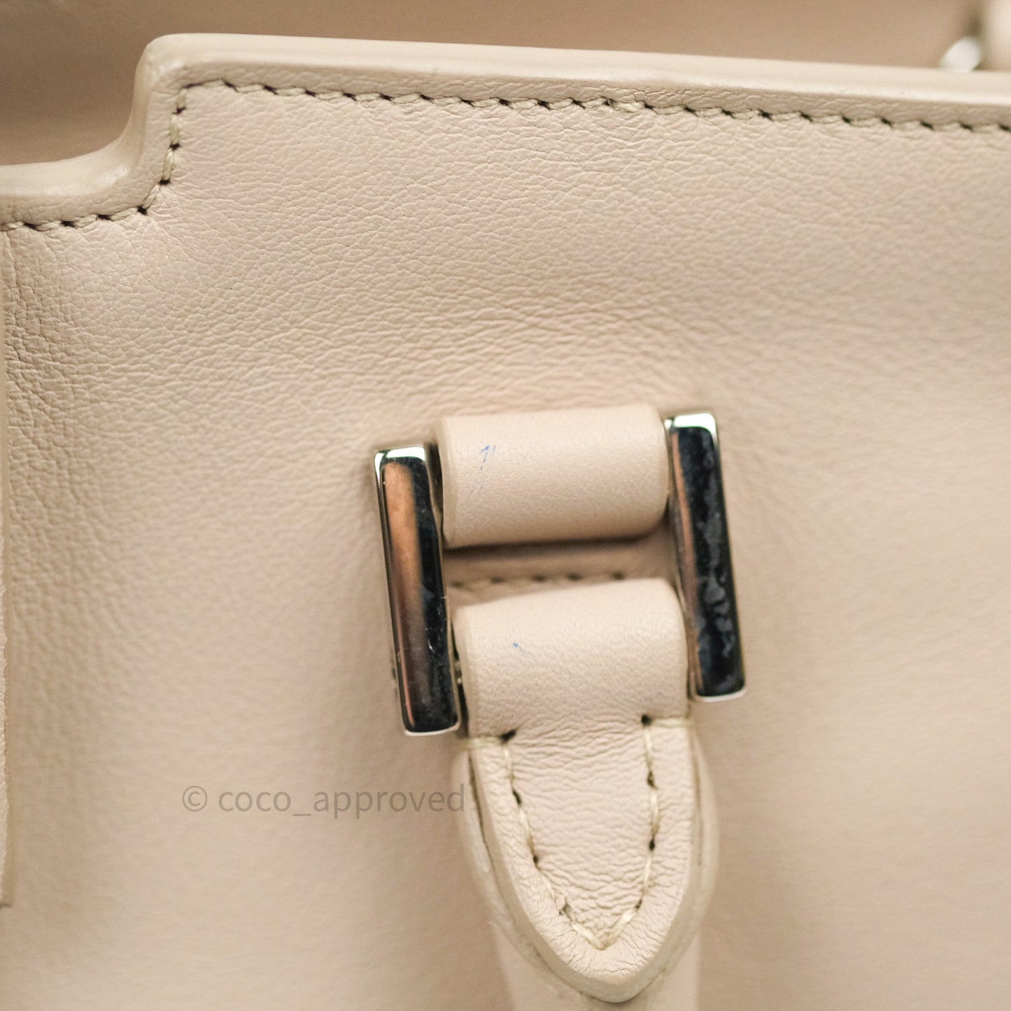 Saint Laurent Calfskin Monogram Baby Cabas Pale Pink Silver Hardware
