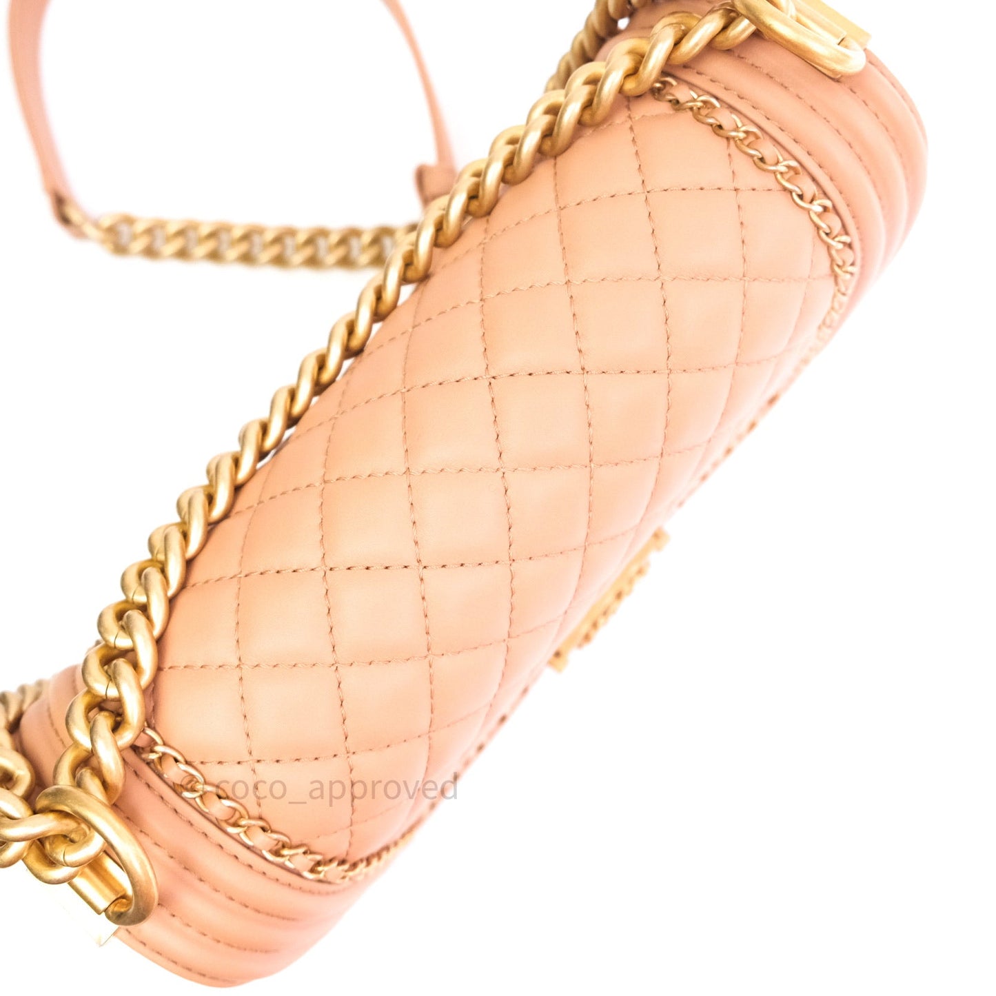 Chanel Boy Quilted Medium Dark Beige Calfskin Gold Hardware 20C