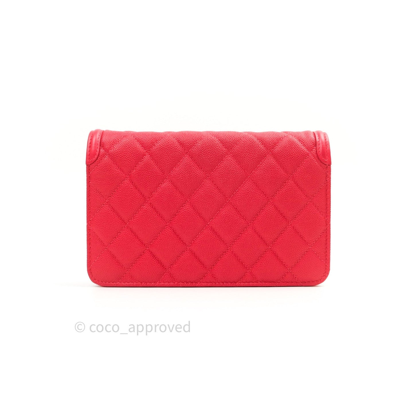 Chanel Filigree Wallet on Chain WOC Red Caviar Gold Hardware