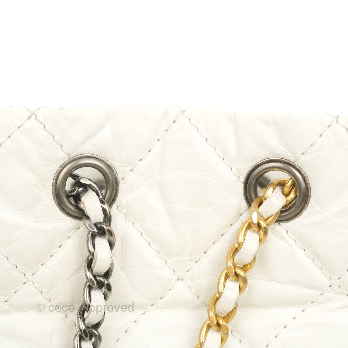 Chanel Small Gabrielle Backpack White Black Aged Calfskin