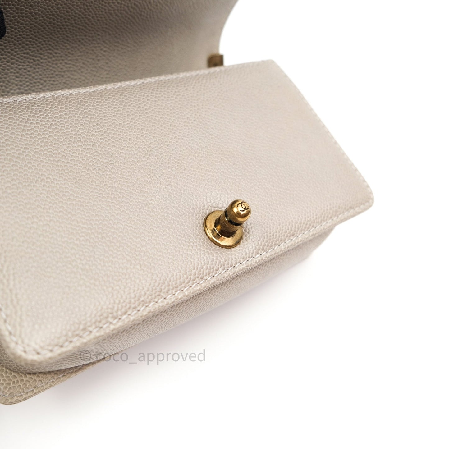 Chanel Small Boy Quilted Grey Caviar Antique Gold Hardware 14B