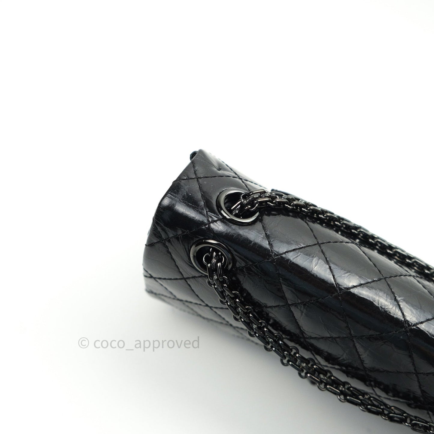 Chanel 2.55 Reissue Glazed Calfskin So Black 225 Black Hardware