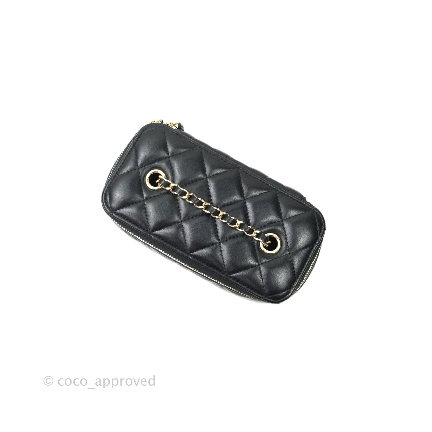 Chanel Vanity with Classic Chain in Black Lambskin Gold Hardware