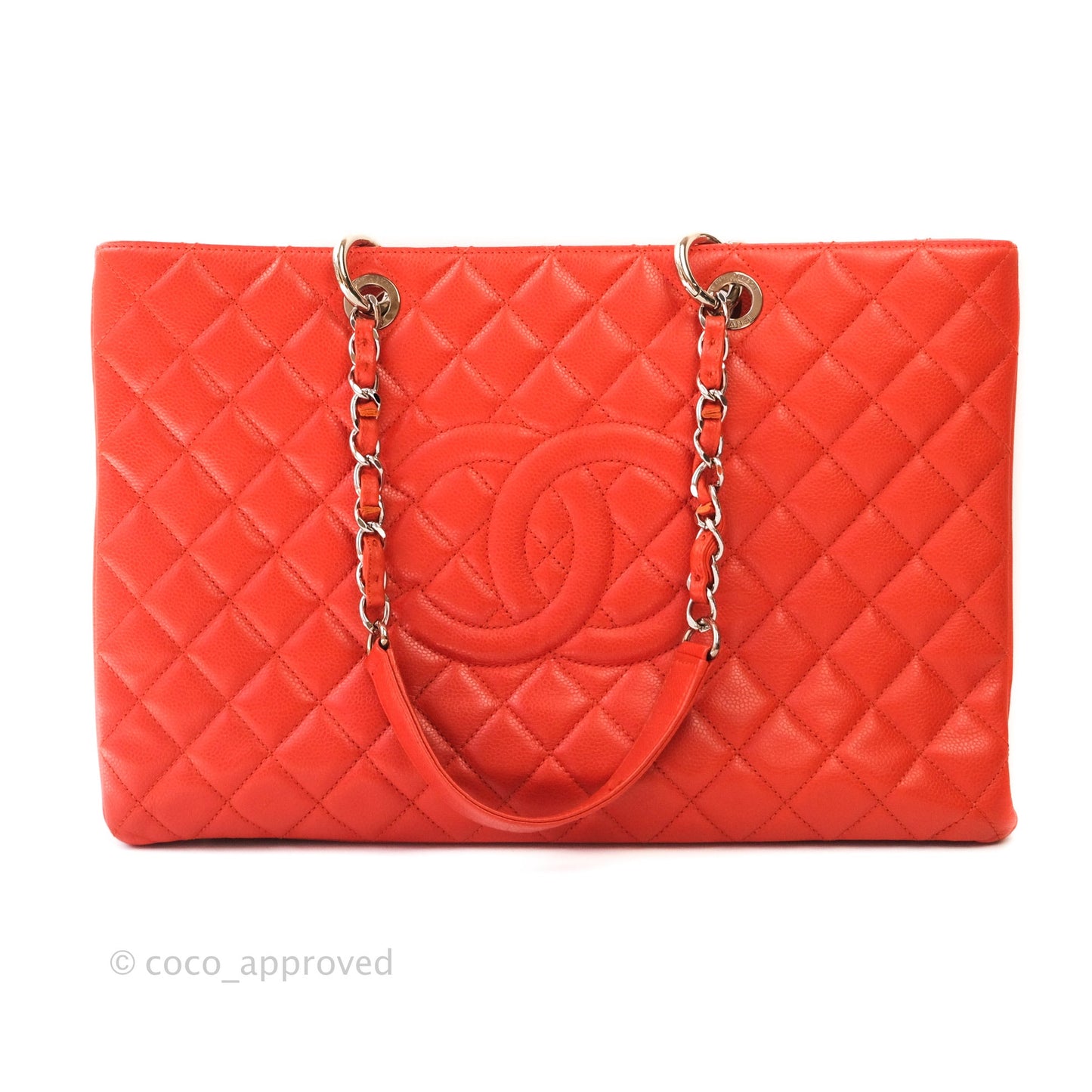 Chanel XL Grand Shopping Tote GST Red Caviar Silver Hardware