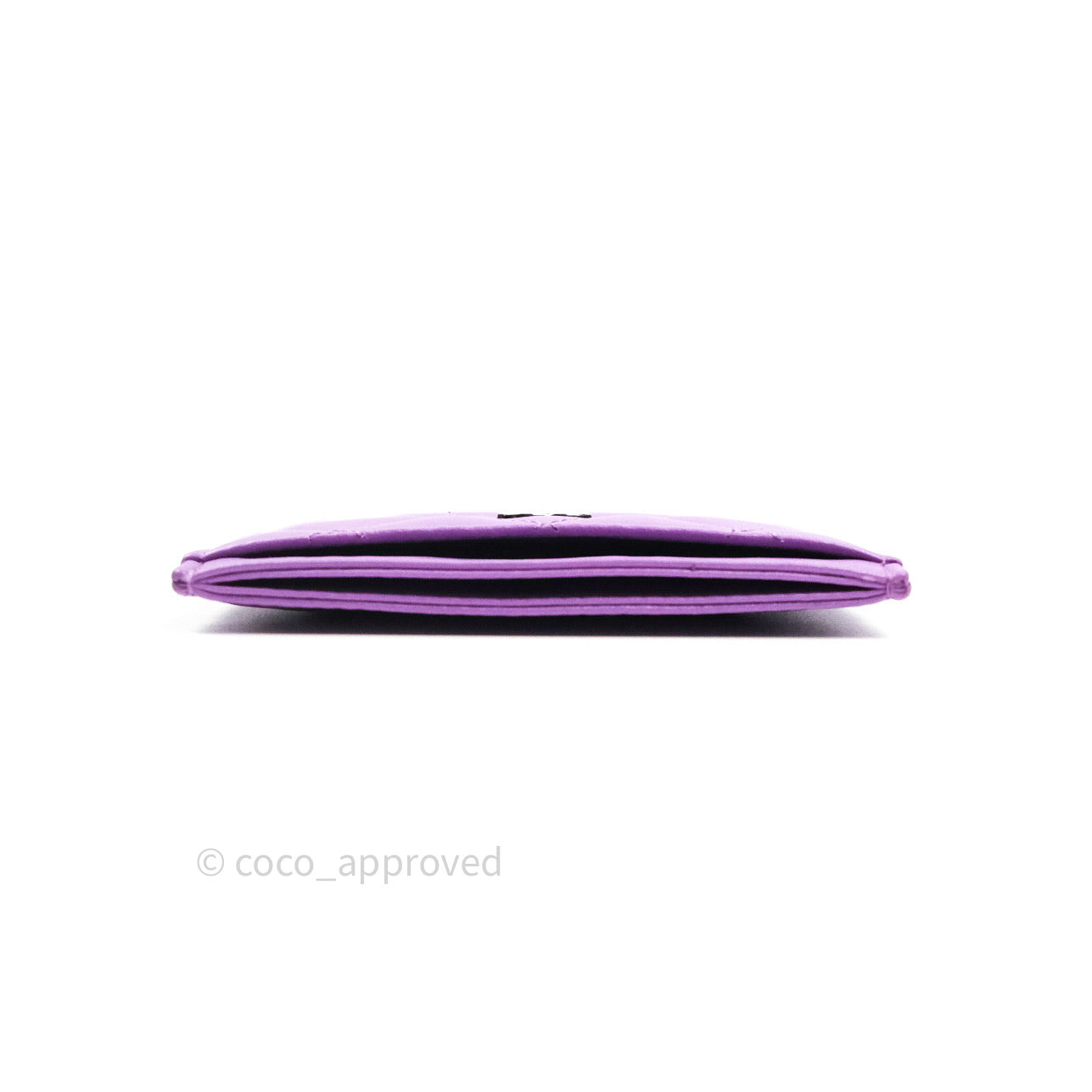 Chanel Quilted Classic Purple Lambskin Silver Hardware Flat Card Holder