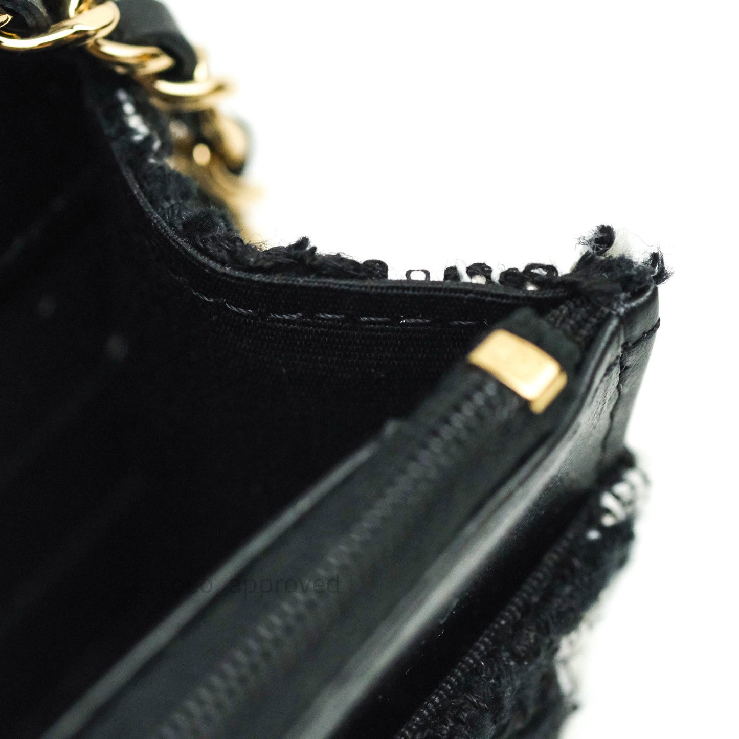 Chanel Quilted Wallet on Chain WOC Tweed Houndstooth Gold Hardware