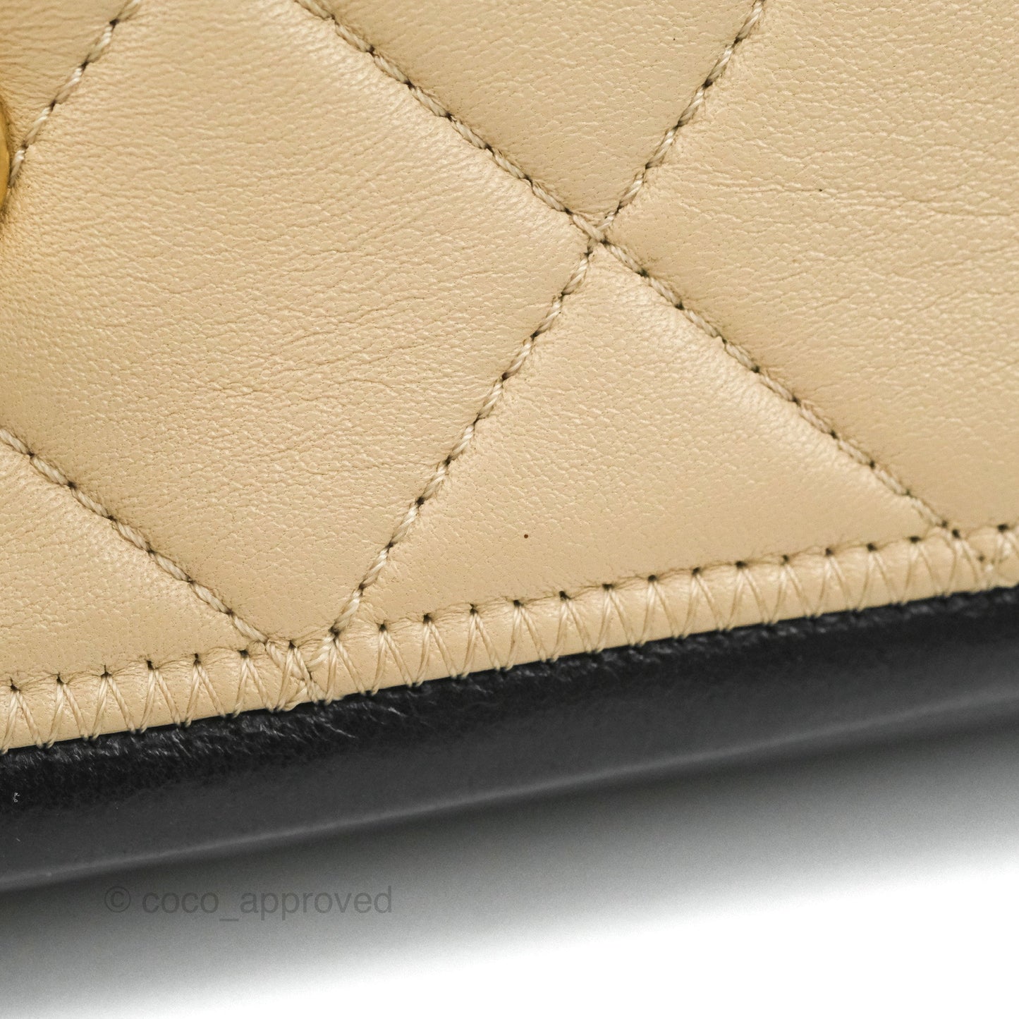 Chanel Quilted Graphic Flap Bag Black/Beige Calfskin Gold Hardware