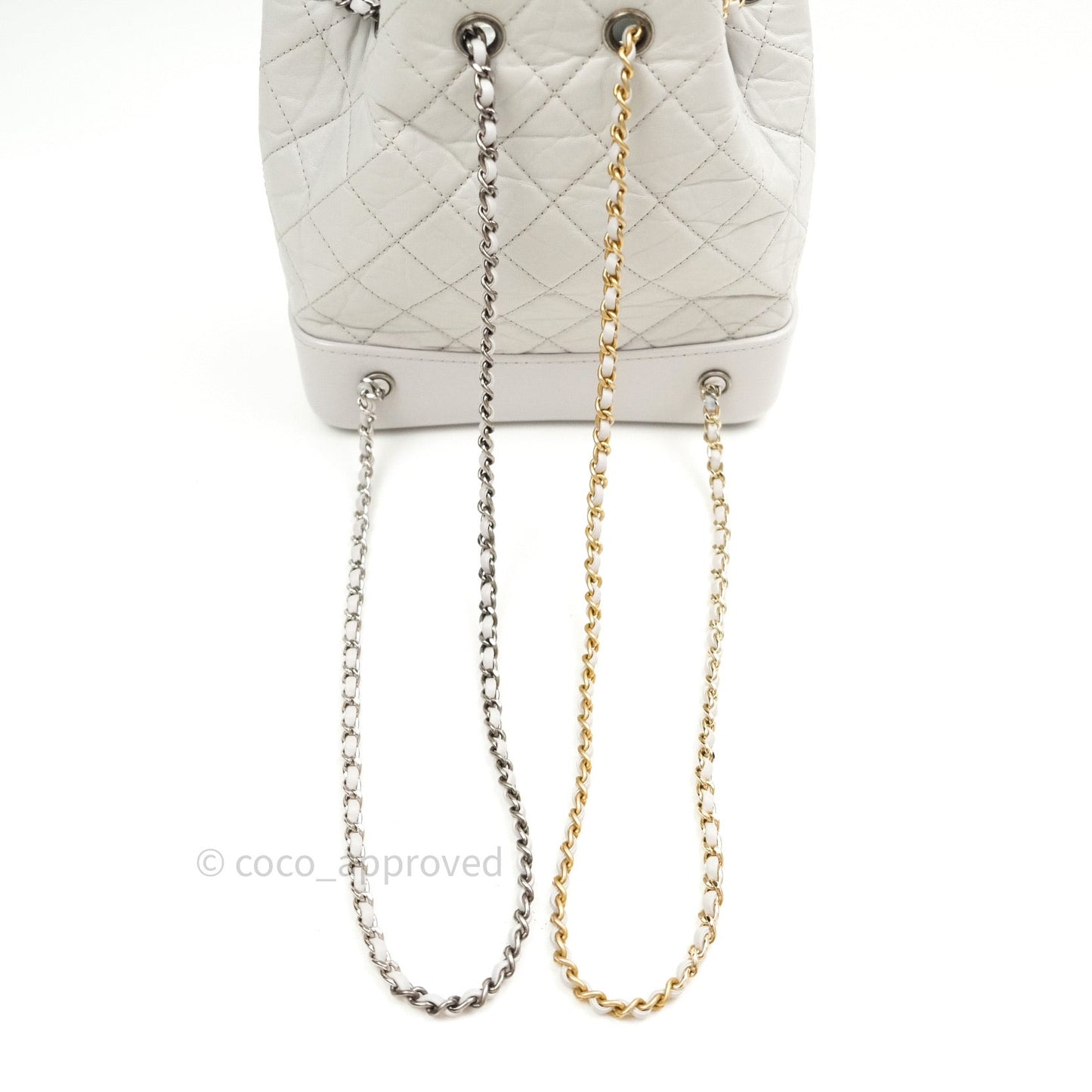 Chanel Gabrielle Backpack Black Aged Calfskin Small Light Grey