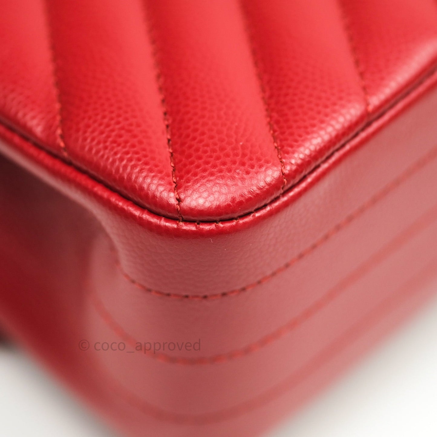 Chanel Quilted M/L Medium Double Flap Red Caviar Silver Hardware 16S