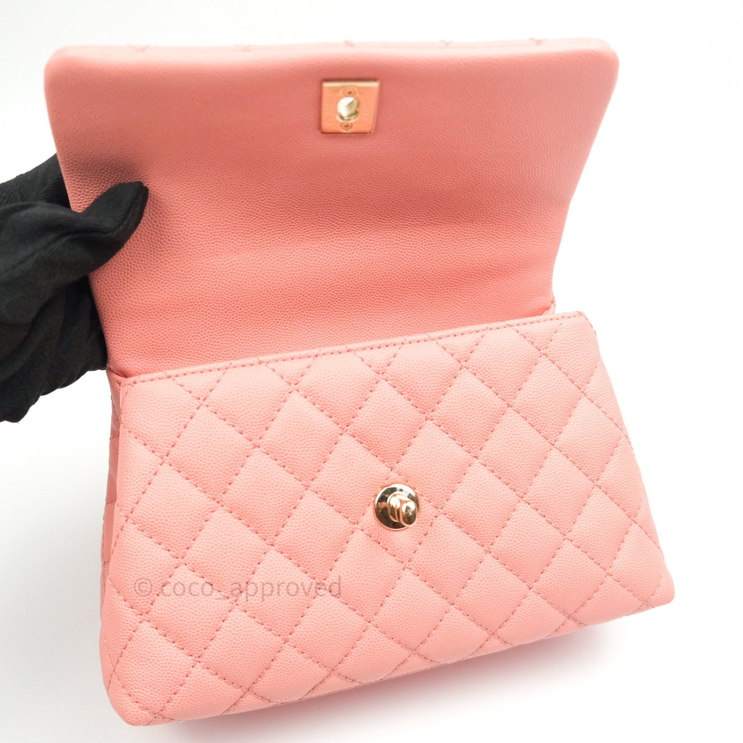 Chanel Mini Coco Handle Pink Caviar Quilted Gold Hardware