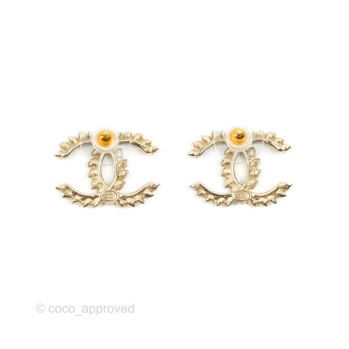 Chanel Large CC Crystal Earrings Gold Tone 20A
