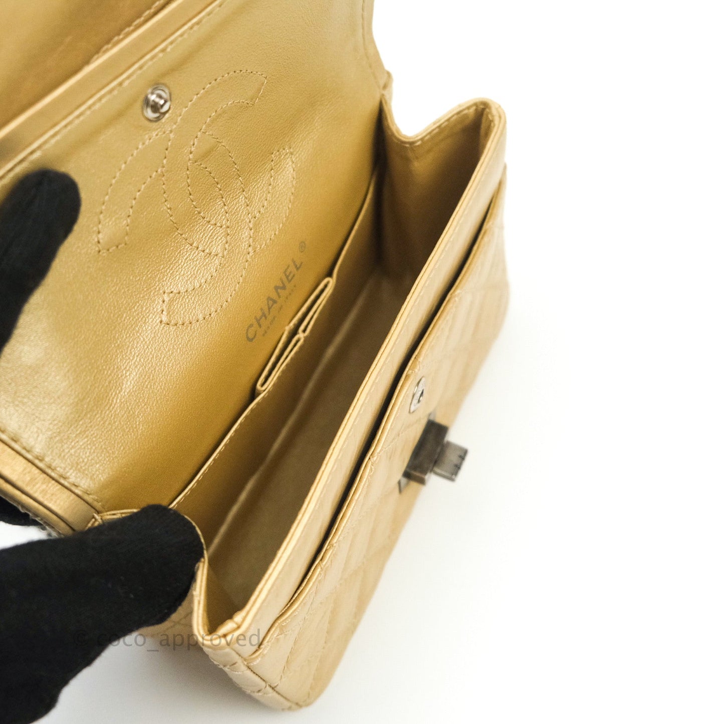 Chanel Mini Reissue 224 Gold Aged Calfskin Ruthenium Hardware