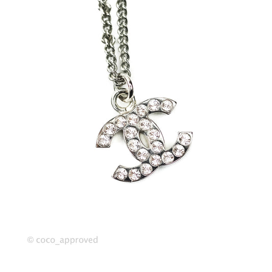 Chanel CC Crystal Necklace Silver Tone 11V